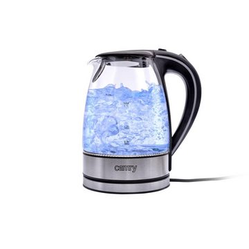 Camry Wasserkocher CR 1239 großer Wasserkocher 1,7 L Edelstahl-Glas, 2000 Watt, LED beleuchtet, für 6-7 Personen, grau/schwarz