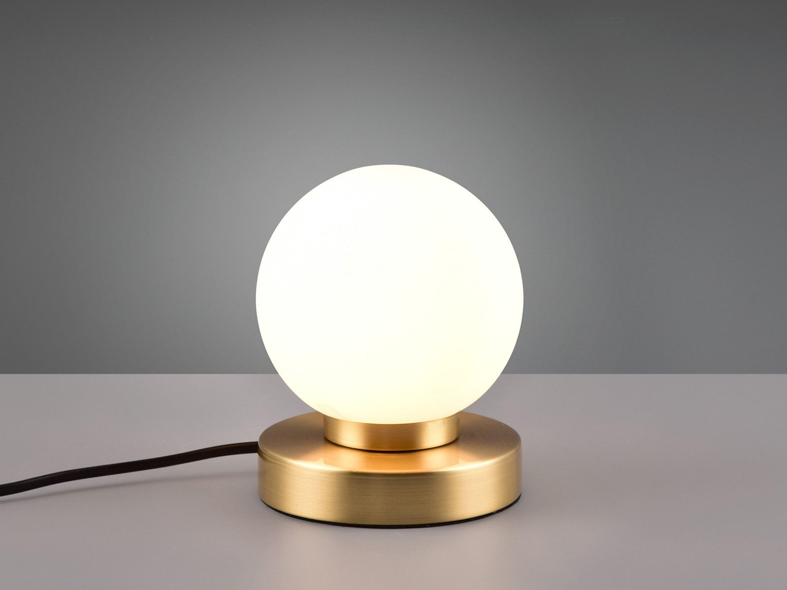 Reality Leuchten LED Nachttischlampe touch Kugel-Lampe, Höhe 15cm, dimmbar, LED wechselbar, Warmweiß, kleine Tischlampe mit Glas-Kugel, Tischleuchte inkl. E14 LED