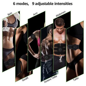 VSIUO Bauchtrainer EMS Trainingsgerät, Smart Fitnessgerät (mit Extra 2 St. Gel-Patch), Bauchmuskel Trainingsmaschine, 6 Modi & 19 Intensitäten