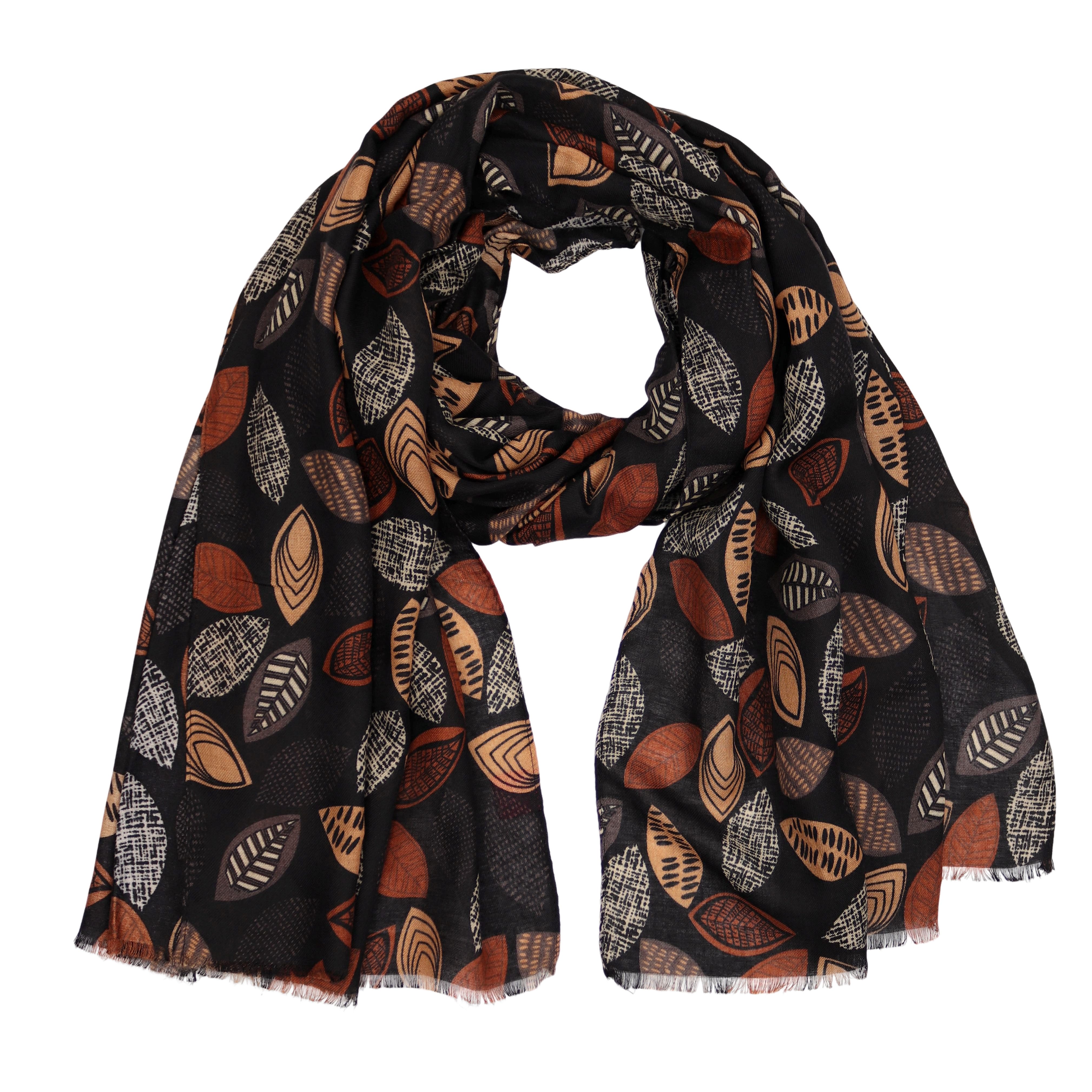 MIRROSI Modeschal Weich XXL ca.90x180cm Schal Bunt Blatt Muster, (Neue Kollektion Herbst/Winter 2025, ca. 165 Gramm), Damen Halstuch ideal für Herbst und Winter oder Ganzesjahr