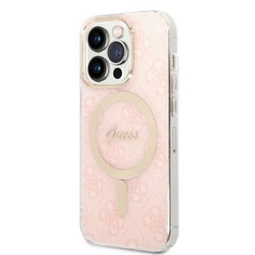 Guess Handyhülle GUESS Schutzhülle für Apple iPhone 14 Pro Hard Case 4G Print MagSafe Cover Etui Rosa