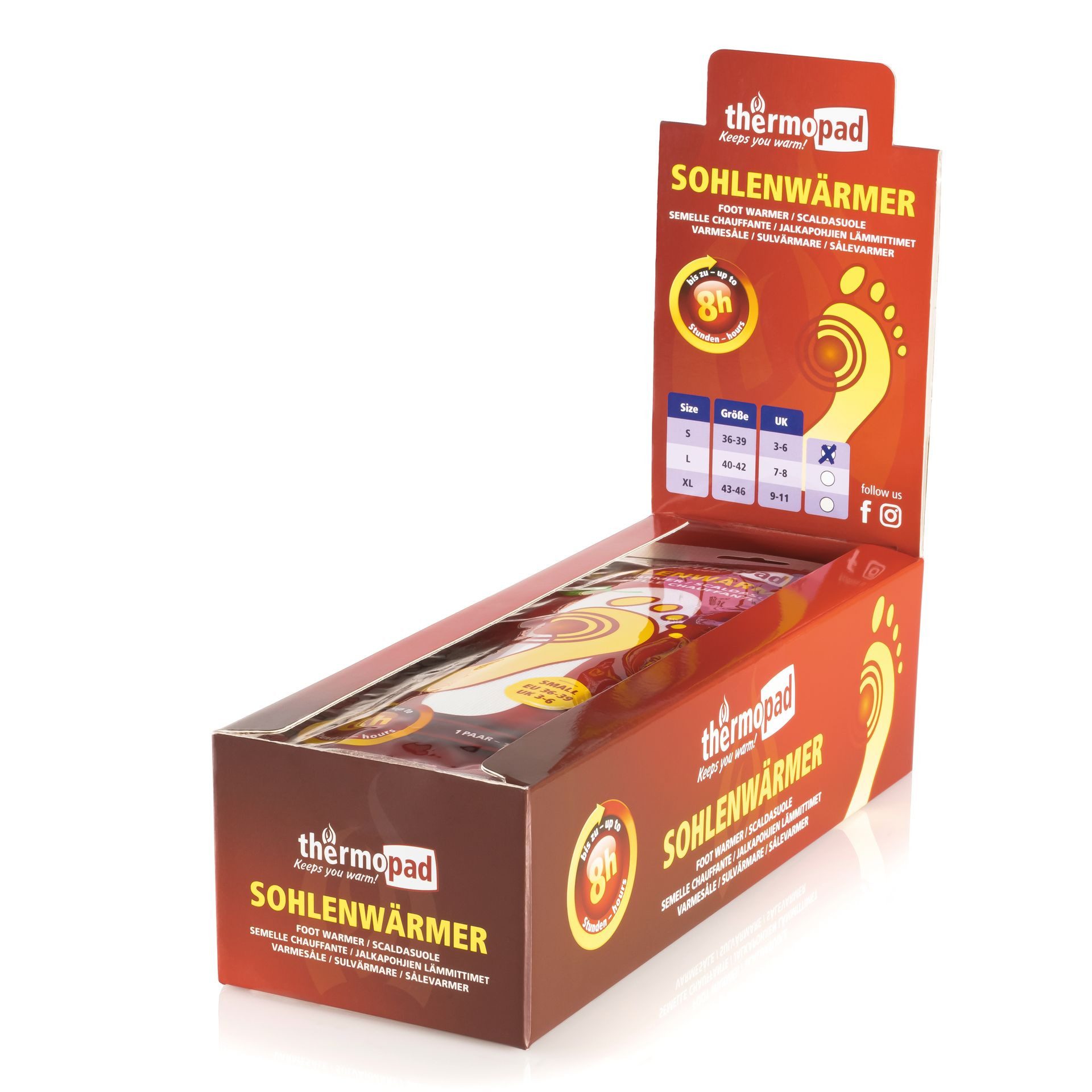 Thermopad Fußwärmer Thermopad Sohlenwärmer 10 Paar, natürliche Inhaltsstoffe wie Eisenpulver, Salz & Aktivkohle., spenden bis zu 8 Stunden angenehme Wärme