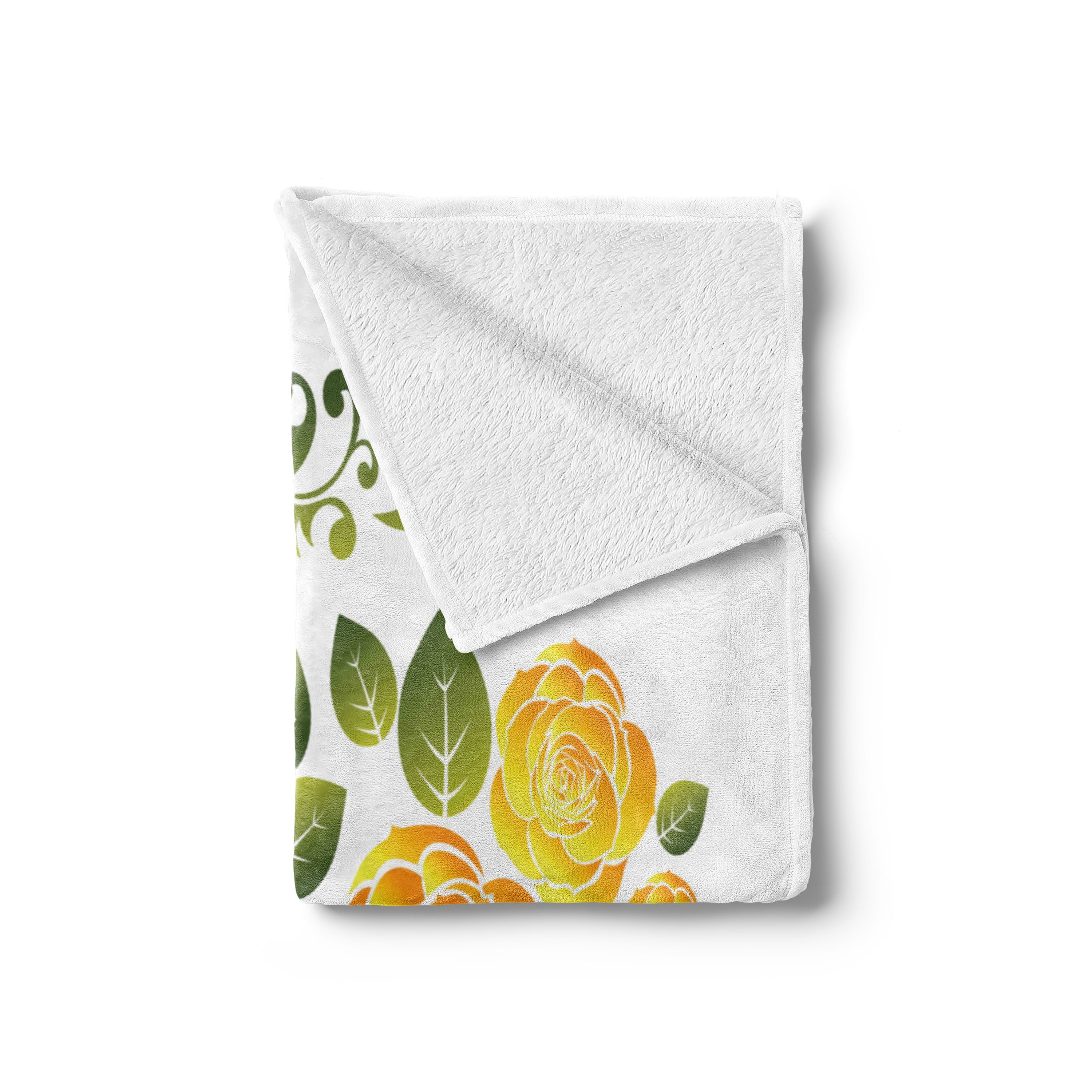 Wohndecke Gemütlicher Plüsch für den Innen- und Außenbereich, Abakuhaus, Gelb Rosen mit Strudelrahmen