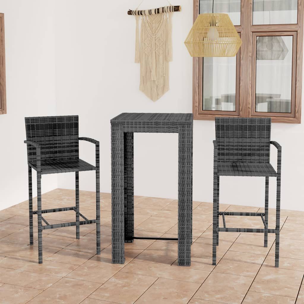 vidaXL GartenloungeSet 3tlg. GartenBarSet mit Armlehnen Poly Rattan