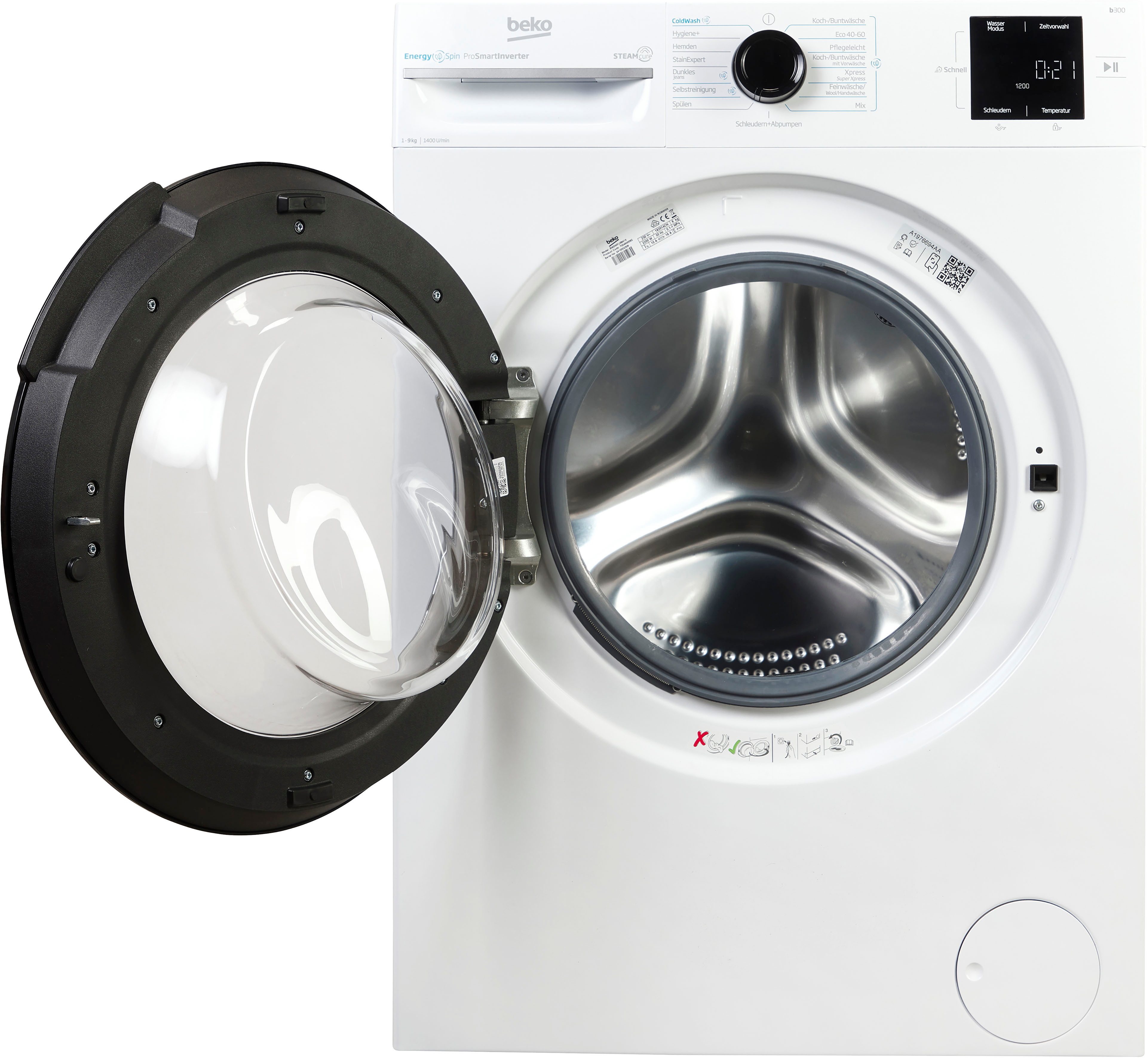 BEKO Waschmaschine BM3WFU3941X, 9 kg, 1400 U/min, Waschen mit EnergySpin: Bis zu 35 % Energie sparen – nicht nur in Eco