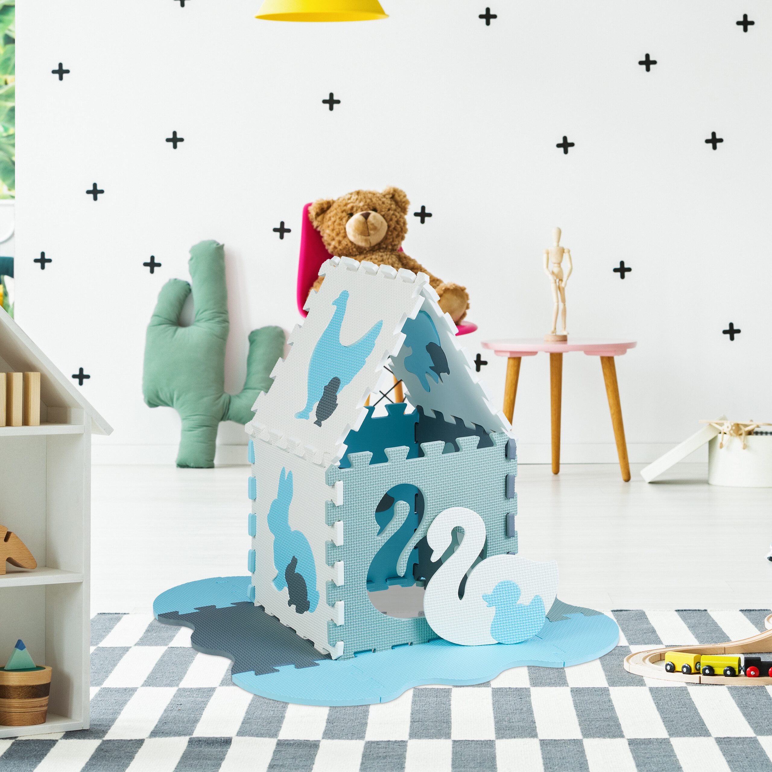 relaxdays Spielmatte Puzzlematte Tiere