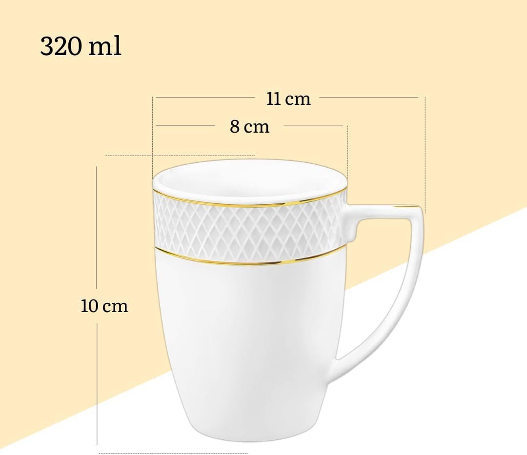 Wilmax England - Deutschland Geschirr-Set Wilmax Porzellan Becher mit Goldlinien, 320 ml, 1 Stück