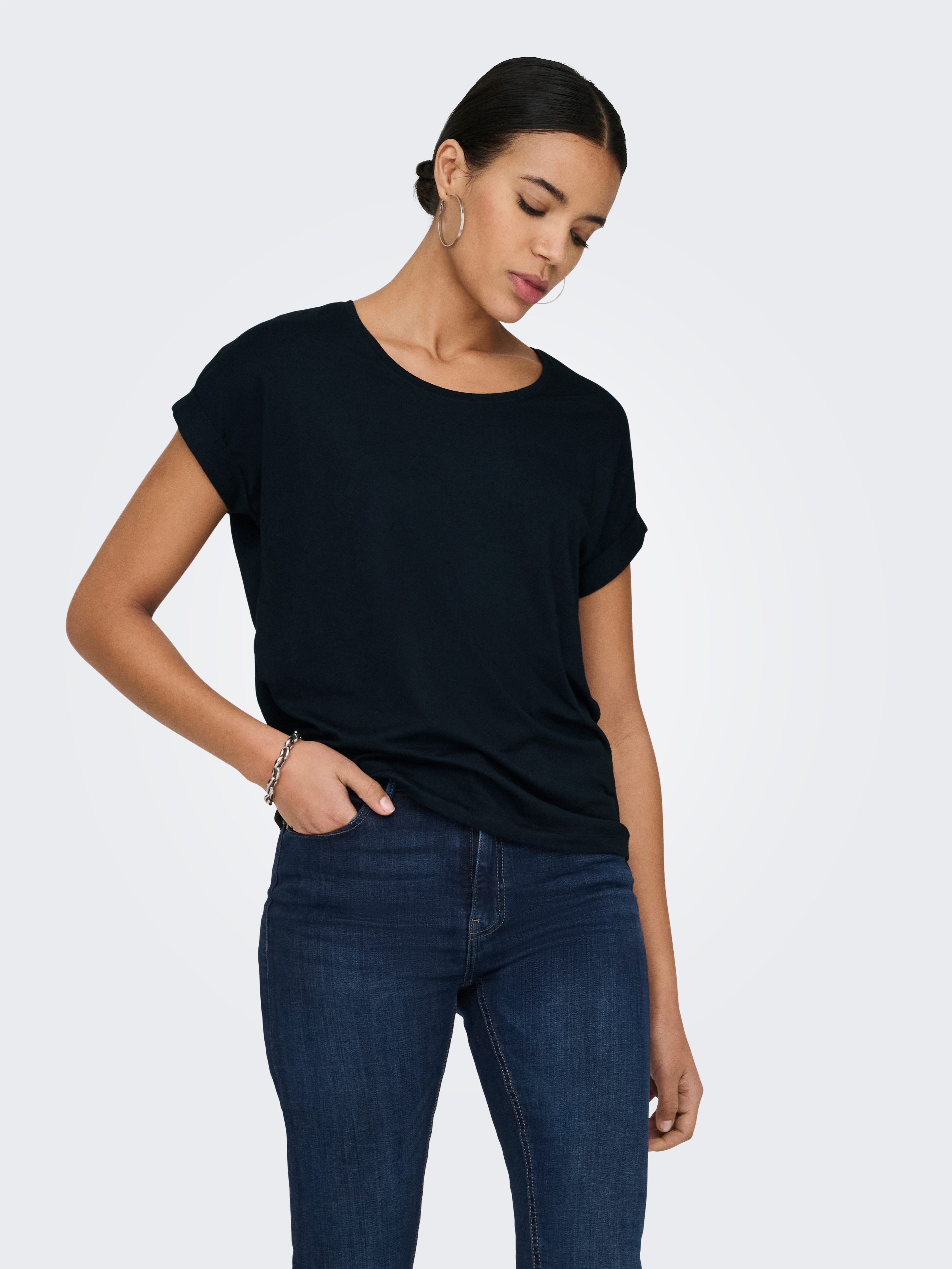 ONLY T-Shirt ONLMOSTER – T-Shirt mit melierter Optik und elastischem Materi günstig online kaufen