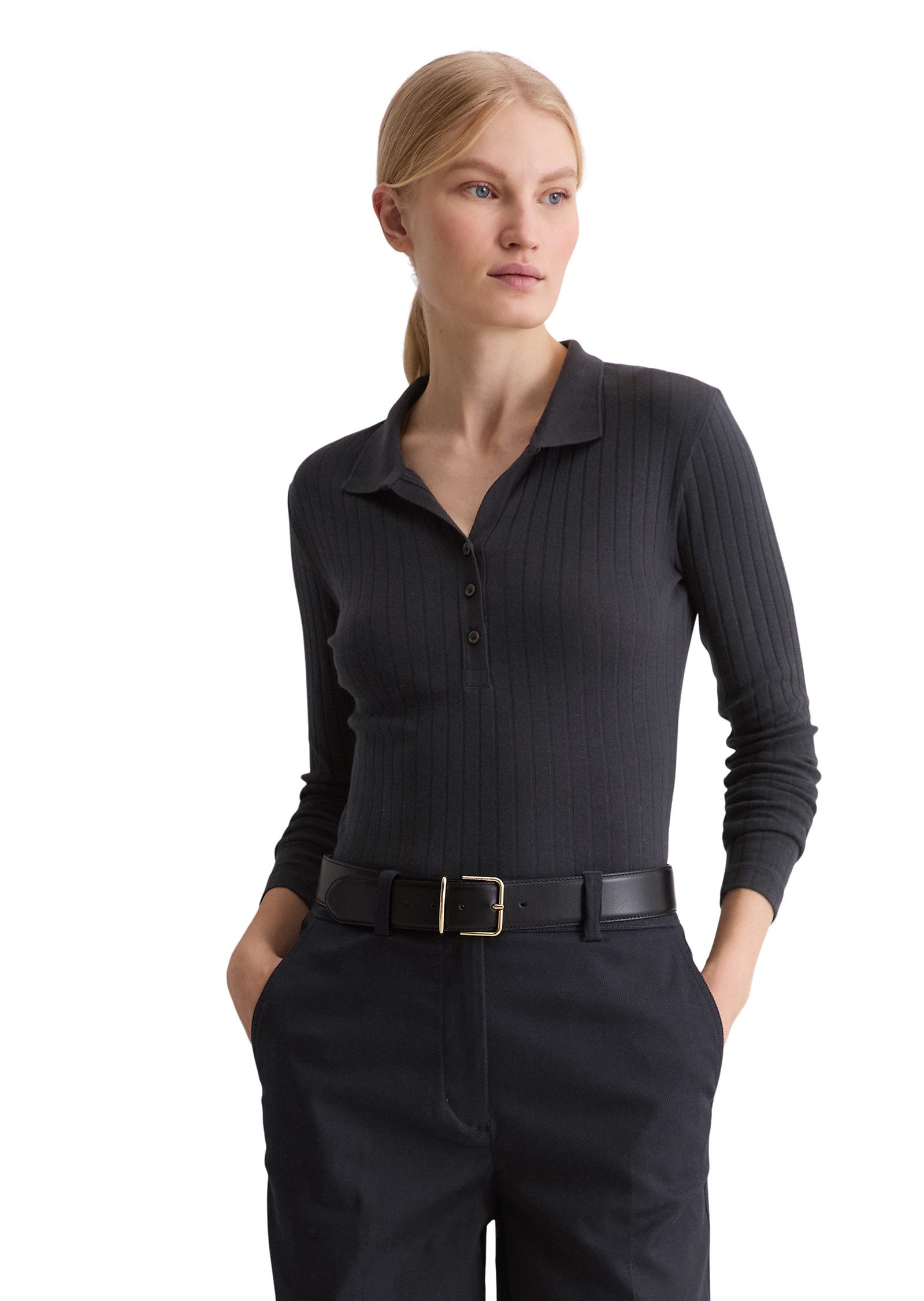 Marc O'Polo Langarm-Poloshirt Jersey aus Organic-Cotton-Modal-Mix, regular günstig online kaufen