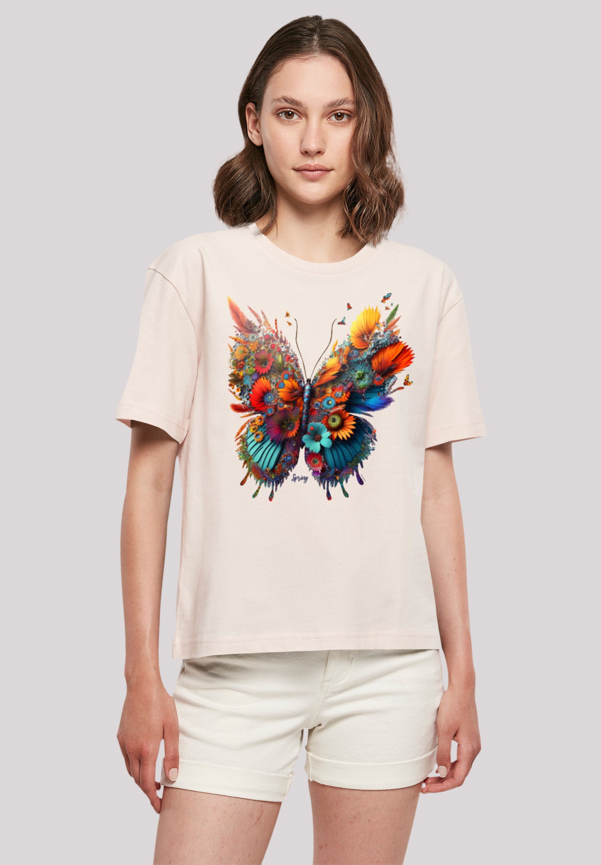 F4NT4STIC T-Shirt Schmetterling Blume Print, Fällt weit aus, bitte eine  Größe kleiner bestellen