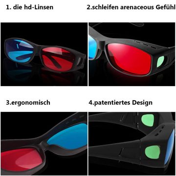 GelldG 3D-Brille 3D-Anaglyphenbrille für TV oder PC-Spiele (rot/blau)