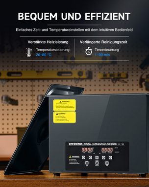 CREWORKS Ultraschallreiniger 15 L Ultraschallreinigungsgerät Ultraschallbad Entgas