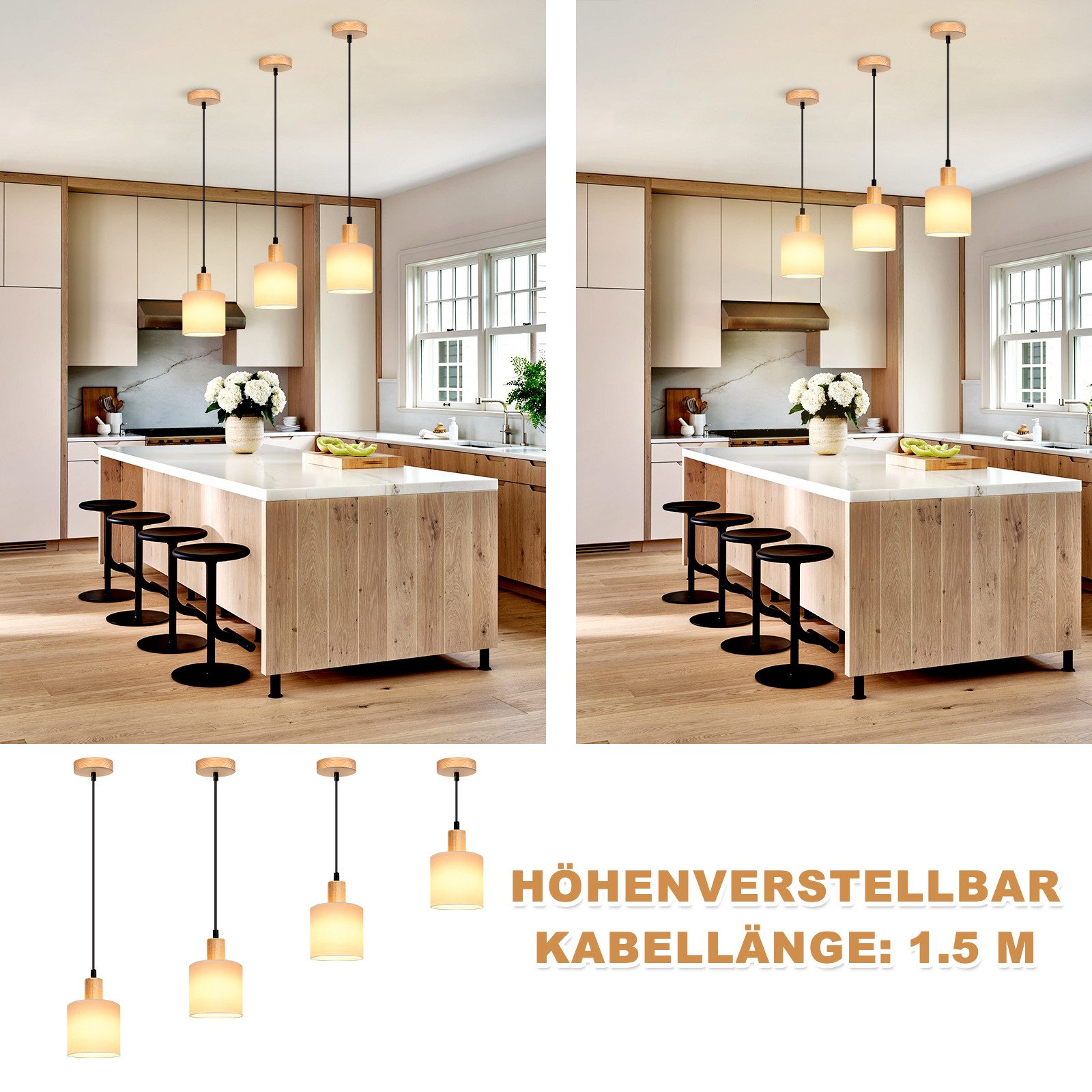 Nettlife Pendelleuchte Holz Esstischlampe Vintage 1/3 günstig online kaufen