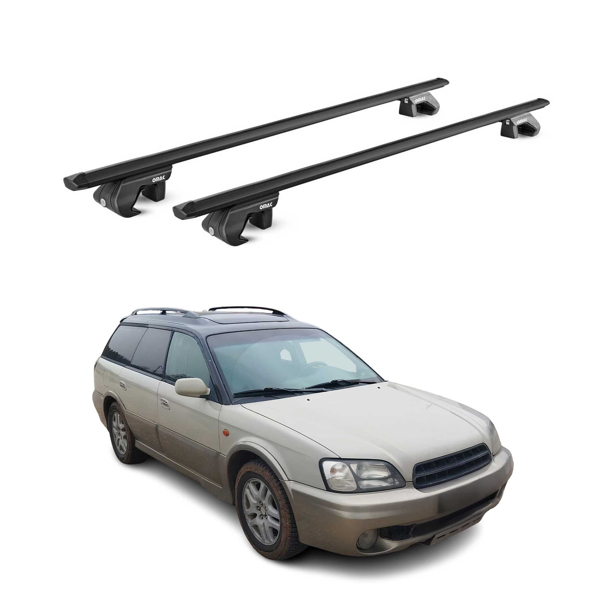 OMAC Dachträger Gepäckträger für Subaru Outback BE 1998-2003 Alu Schwarz 2 tlg ABE (2-St), Wasserbeständig,Abnehmbar,Multifunktional,Leichtgewichtig