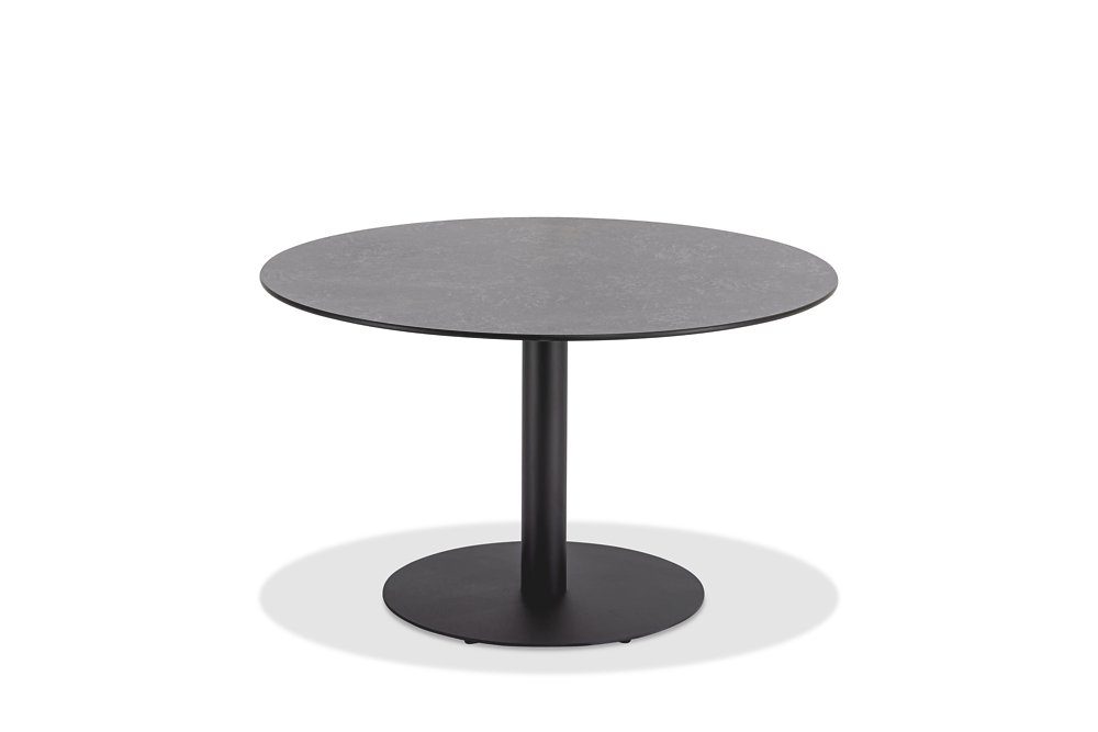 Natur24 Gartentisch Gartentisch Bistrox 95 rund Tischplatte HPL Beton Stahl Anthrazit