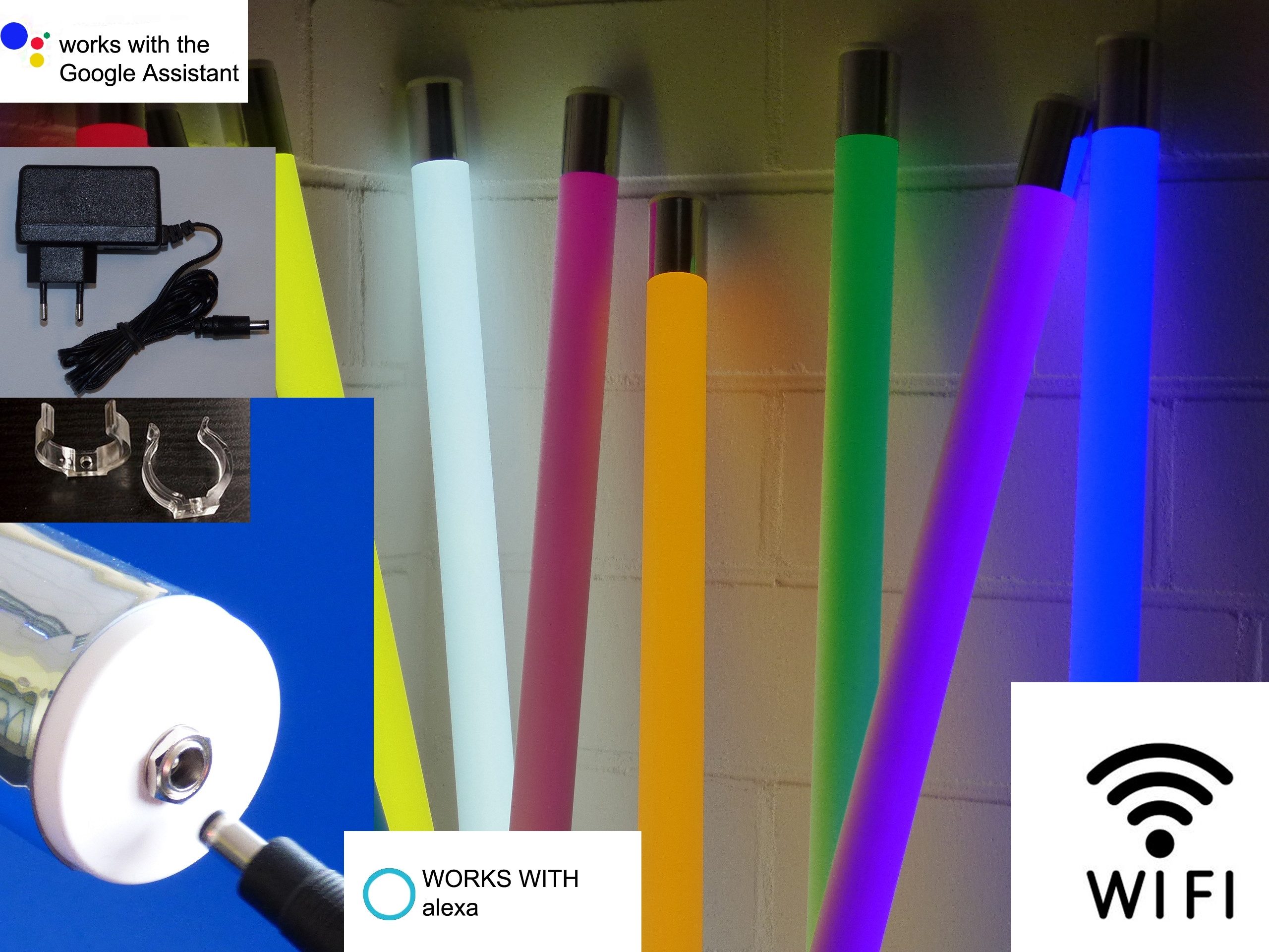 XENON LED Wandleuchte 9942 LED Stab Hell 1,53m 43,20W 4Zonen-Fernb. LED LS RGB + Warm Weiß, Xenon /Mehrfarbig