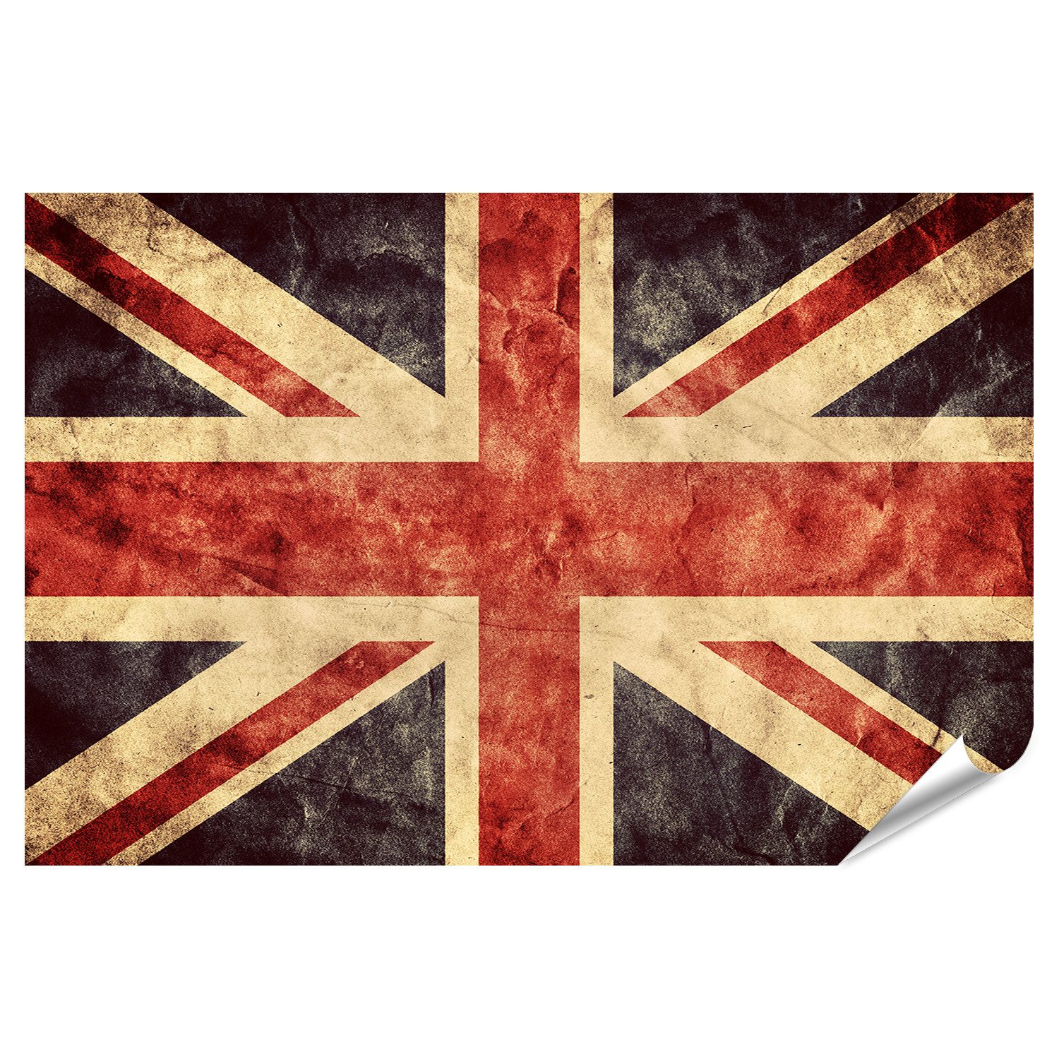 islandburner Poster Union Jack Alte Flagge Großbritannien Vintage Look