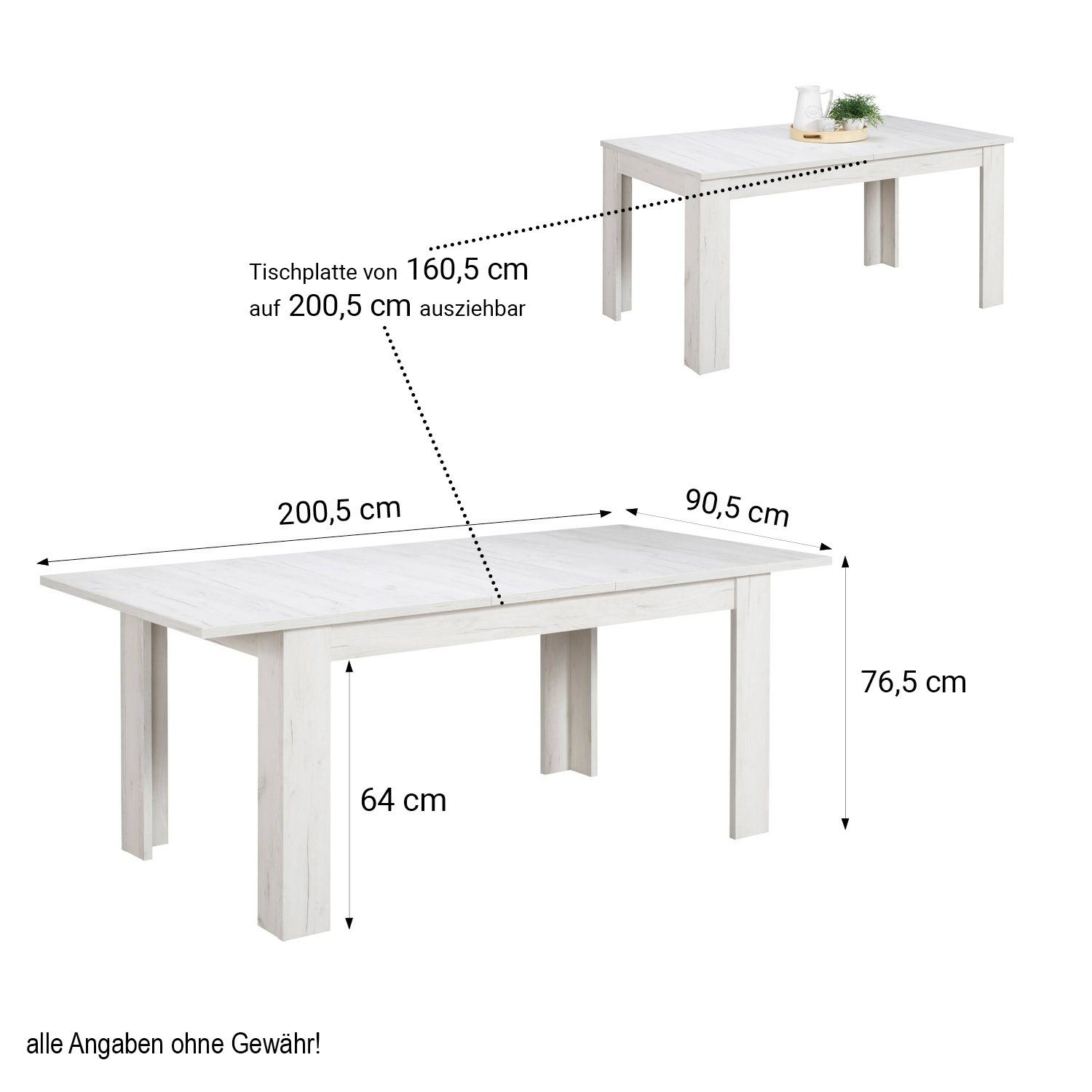 Homestyle4u Esstisch Farben 90x160 | weiß Set) (kein Küchentisch ausziehbar Esszimmertisch mehrere Holztisch weiß weiß 