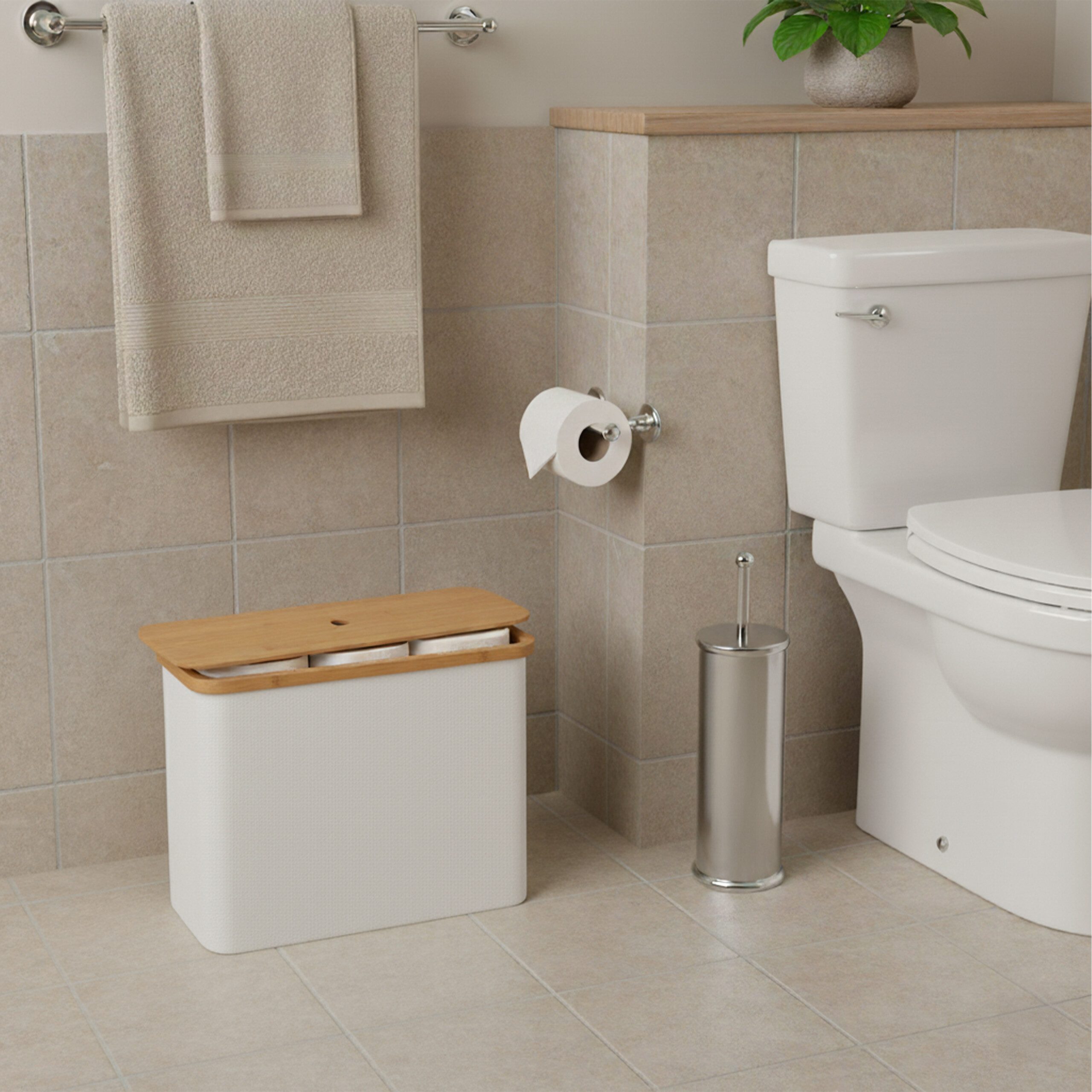 relaxdays Toiletten-Ersatzrollenhalter Toilettenpapier Aufbewahrung 12 Rollen (1-St), weiß – Bild 5 von 5