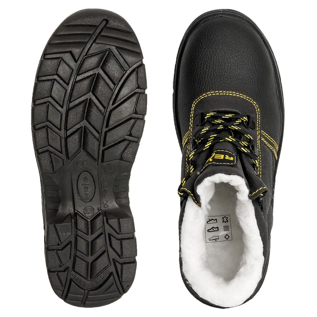 Reis Arbeit Winterschuhe Sicherheitsschuhe Stiefel Gefüttert Stahlkappe Arbeitsschuh aus Rindsleder