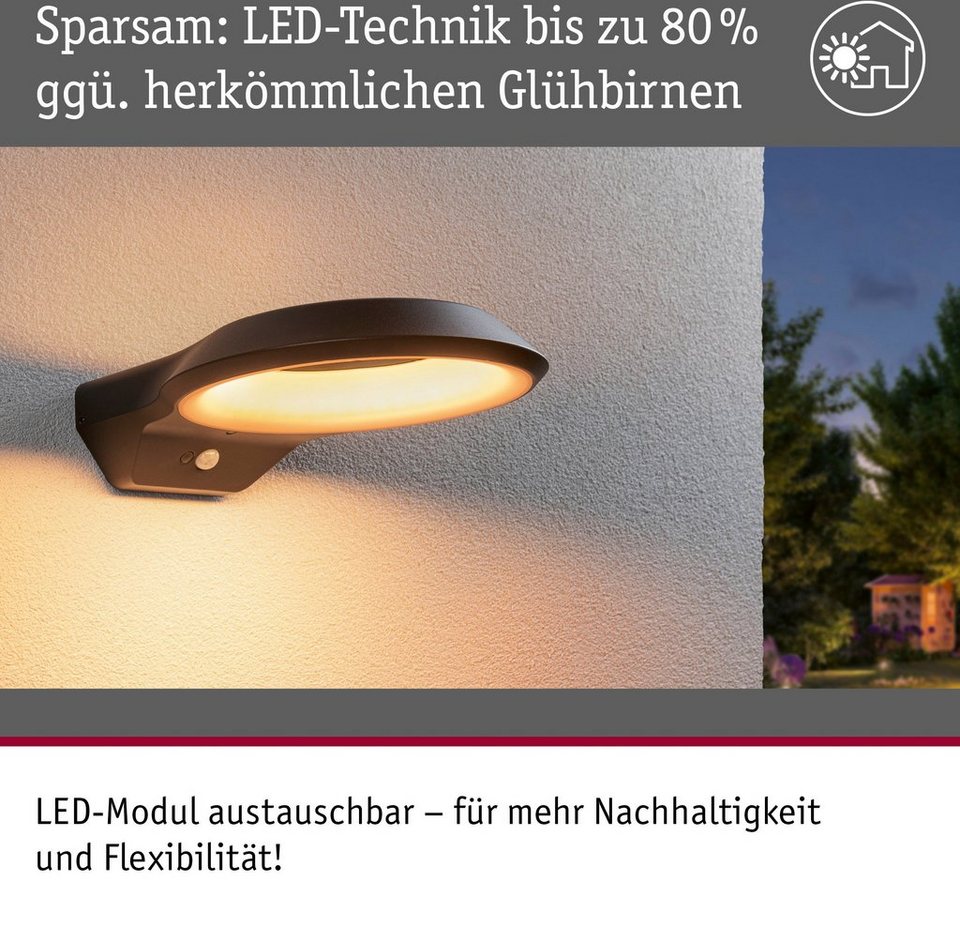 Paulmann LED Außen-Wandleuchte Anela 230V, LED fest integriert,  insektenfreundlich