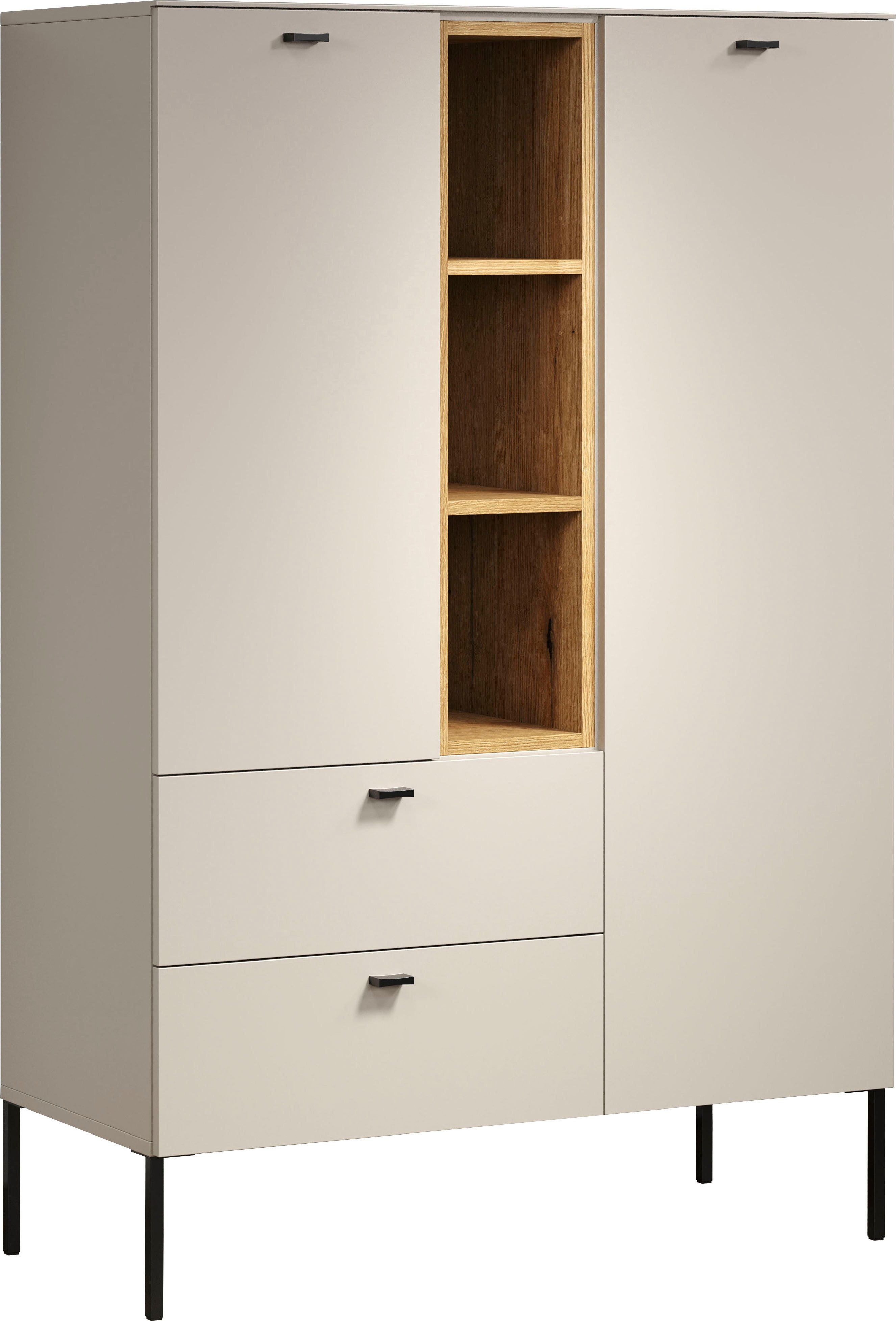 Home affaire Highboard San Pedro (1 St), Highboard, 2 Türen, 2 Schubkasten & Soft-Close - (B/T/H) 93/42/140 cm