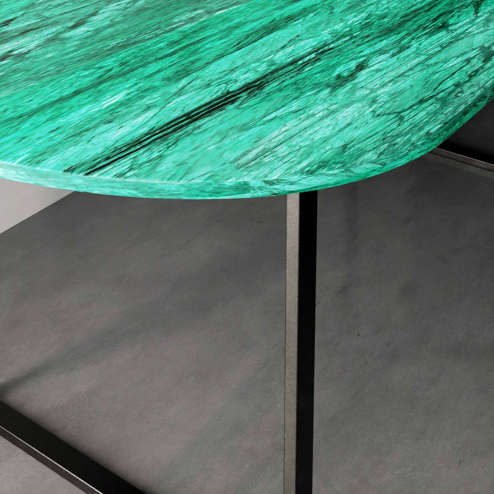 Atelier OVAL oval, weiß Esstisch Verde schwarz MAGNA MARMOR, Guatemala BERGEN Esstisch 200x100x75cm mit Metallgestell, ECHTEM