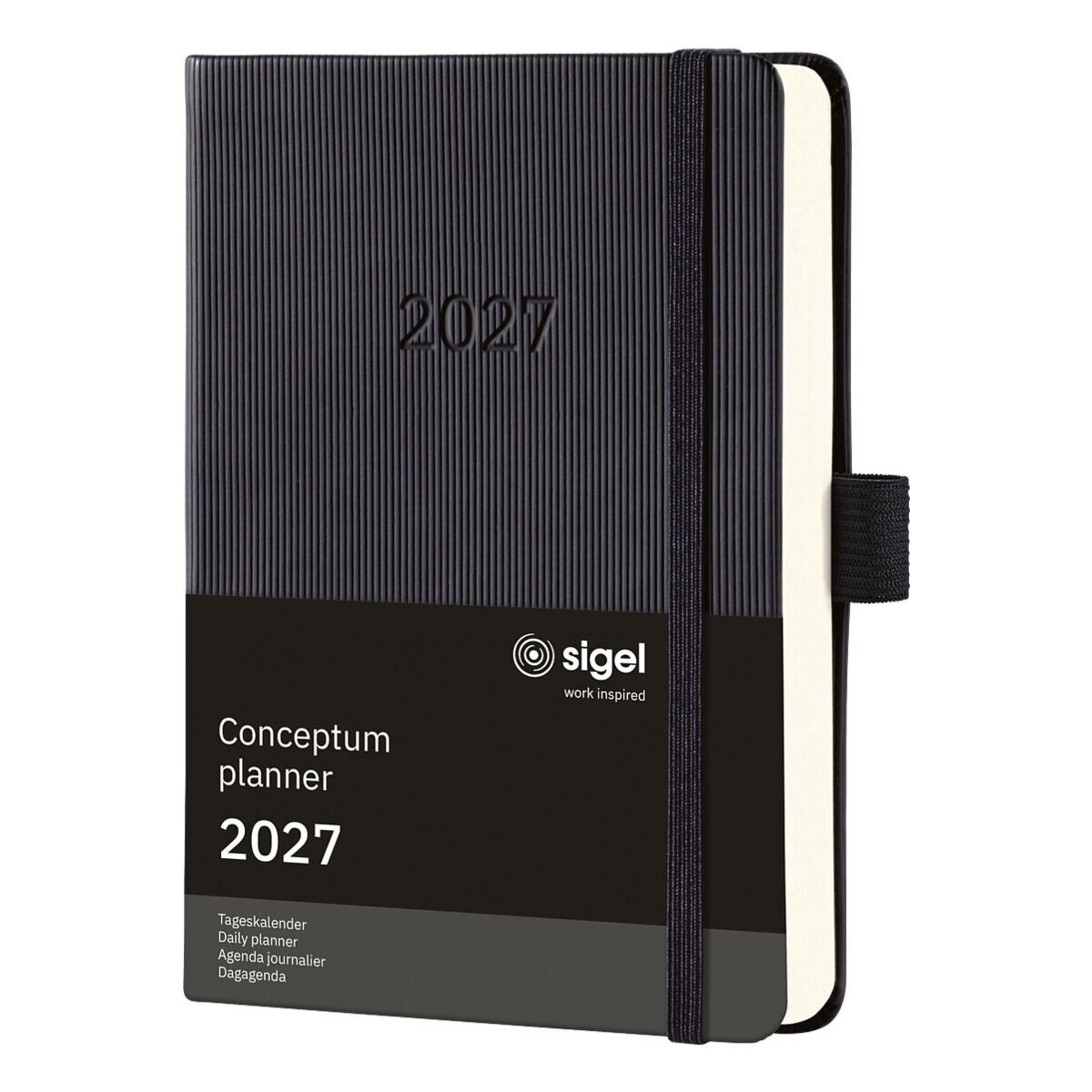 Sigel Buchkalender Conceptum 2027 Hardcover, 1 Tag = 1 Seite, inkl. Stickerbogen