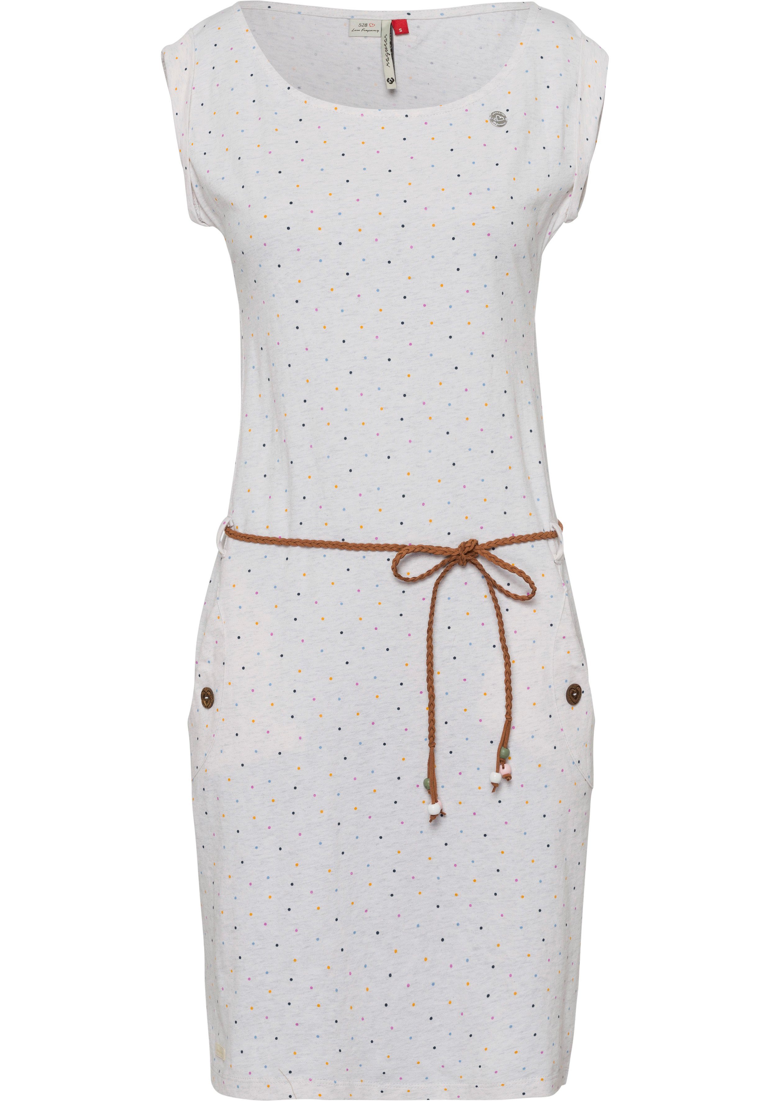 Ragwear Jerseykleid TAGG DOTS (2-tlg., mit Bindegürtel) im Multi-Color-Punkte-Muster WHITE | 