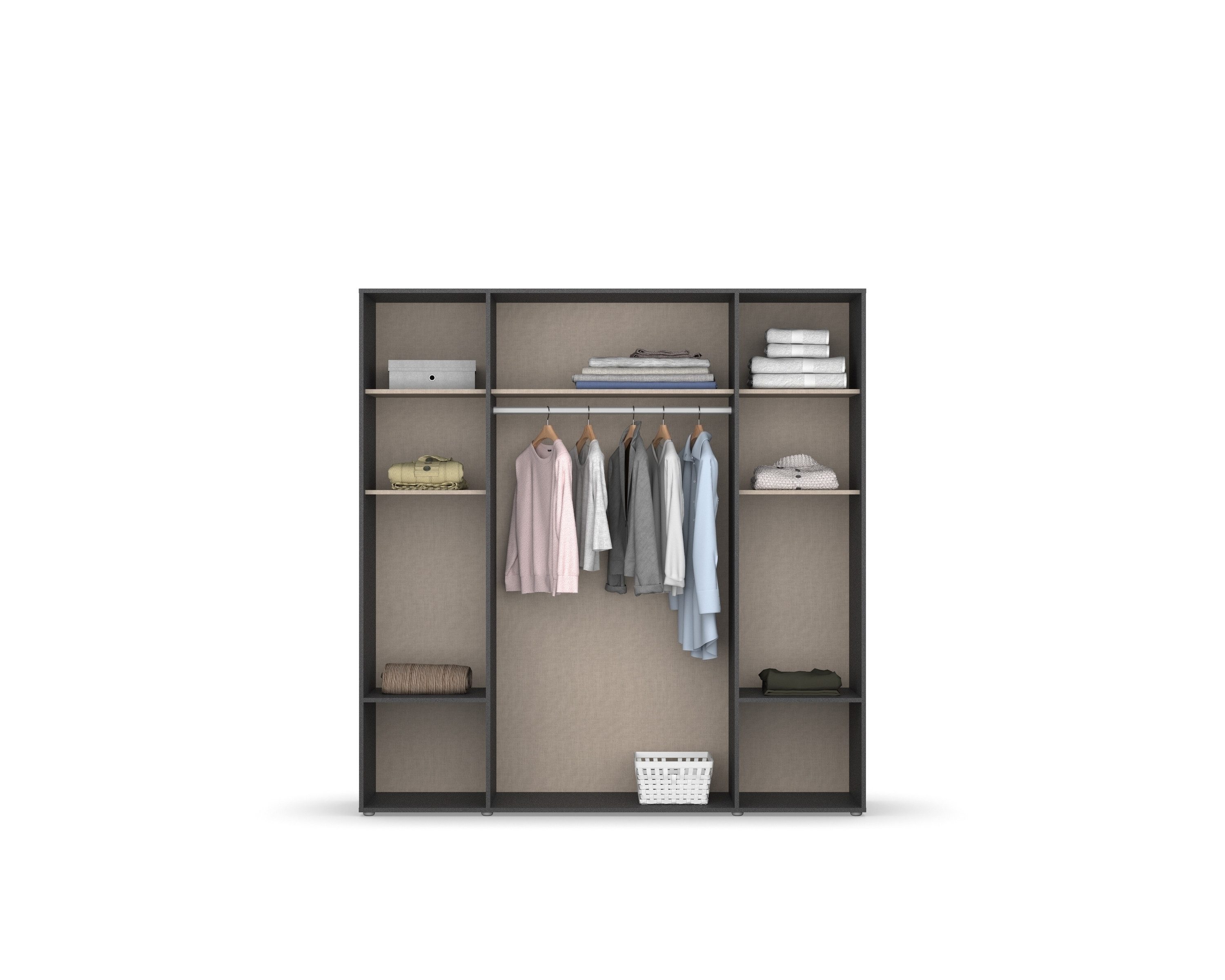 freiraum Drehtürenschrank Voyager 4 Schübe, 5 Böden, Eiche Artisan Dekor / grau - 187x194x53 (BxHxT)