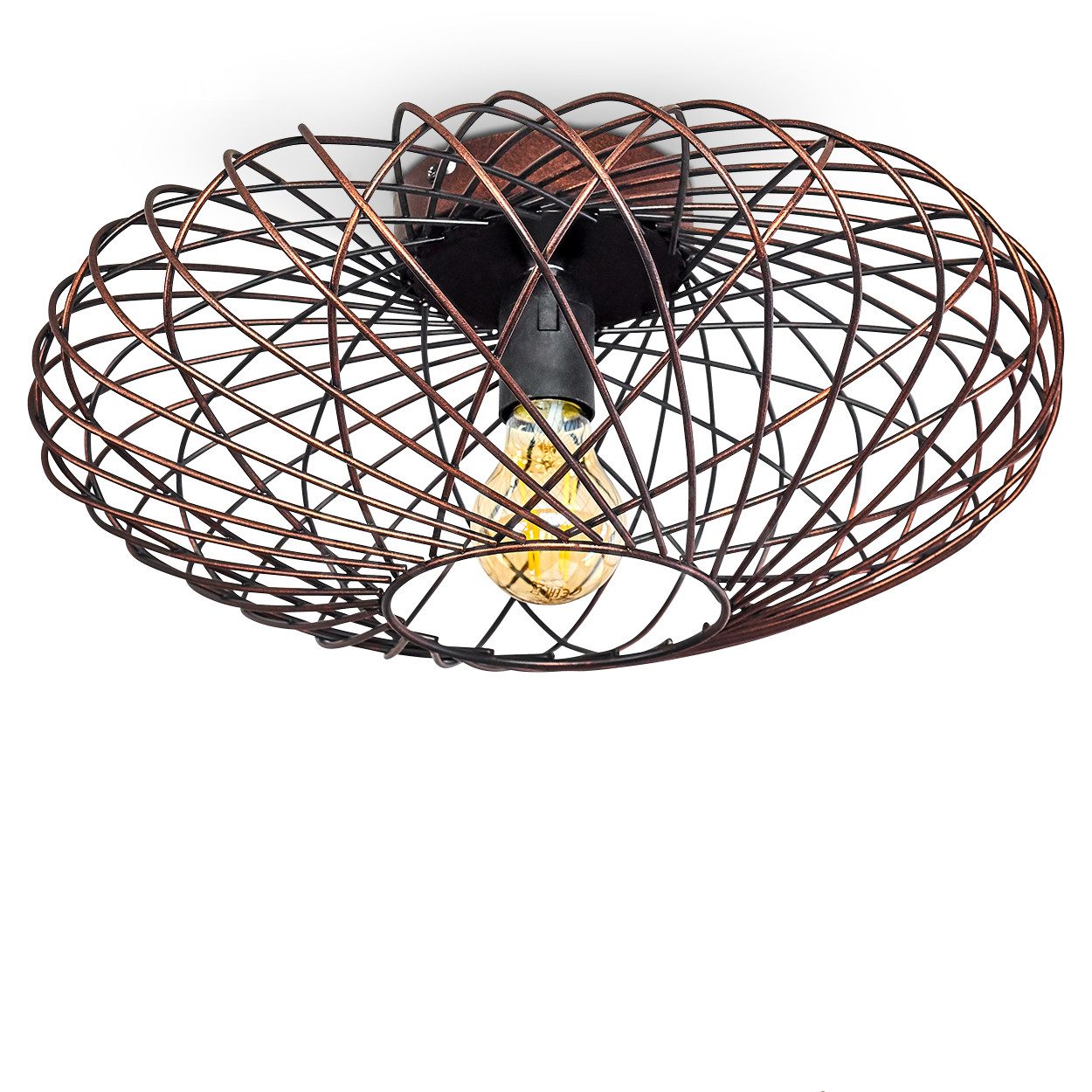 hofstein Deckenleuchte »Pieris« Deckenlampe aus Metall in Schwarz/Kupfer, o günstig online kaufen