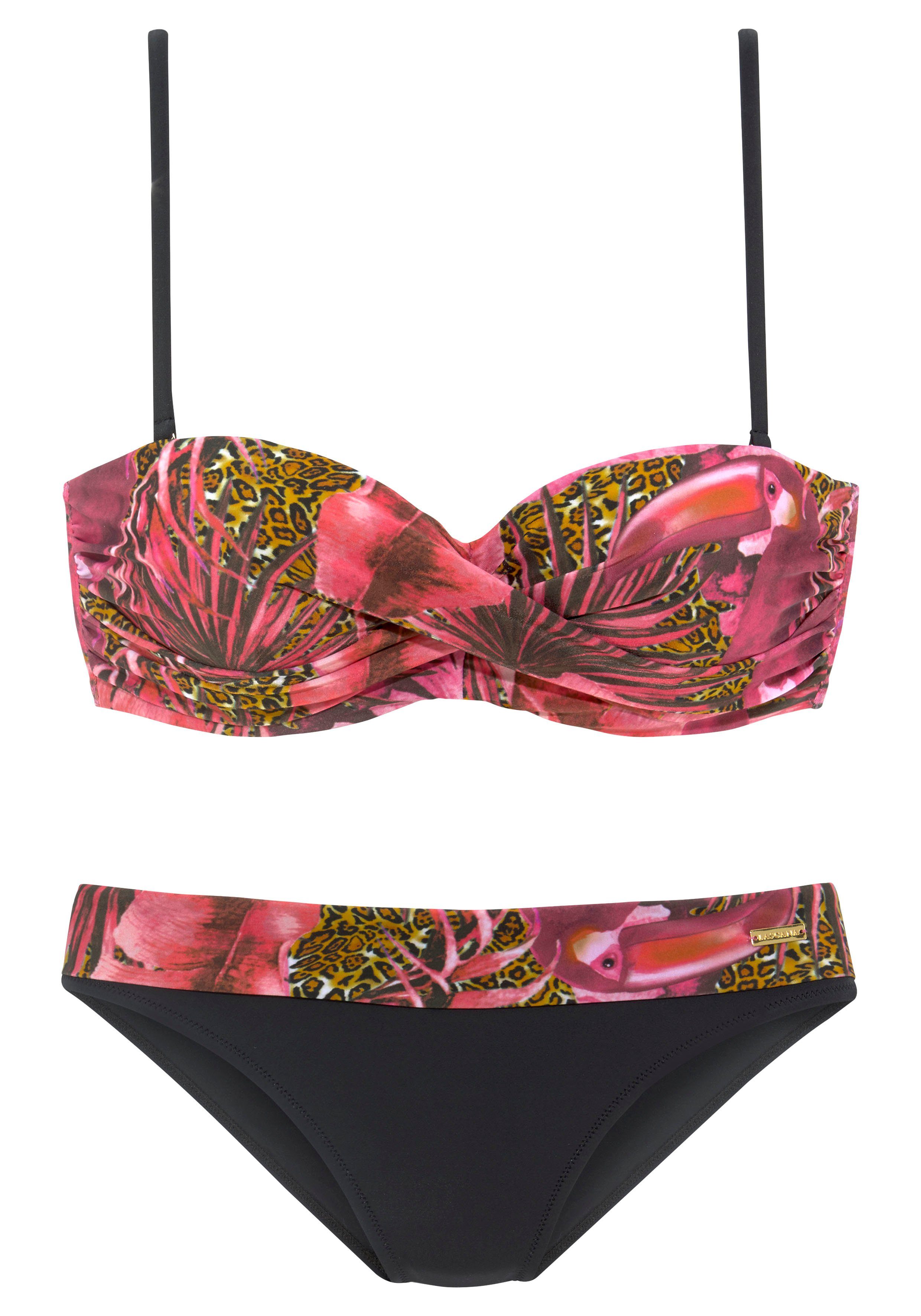 LASCANA Bügel-Bandeau-Bikini mit Dschungel-Optik günstig online kaufen