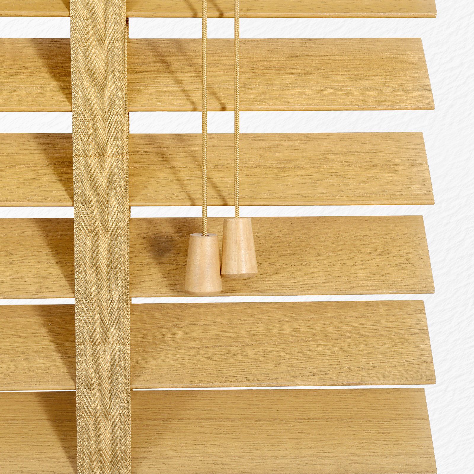 Sekey Jalousie Holzjalousie 50 mm Lamellen Fensterjalousie Blickschutz Jalousie, Klemmträger mit Feststellschraube, Fenster & Tür Echtholz Rollo 60x130 cm Holzrollo Naturholzfarbe