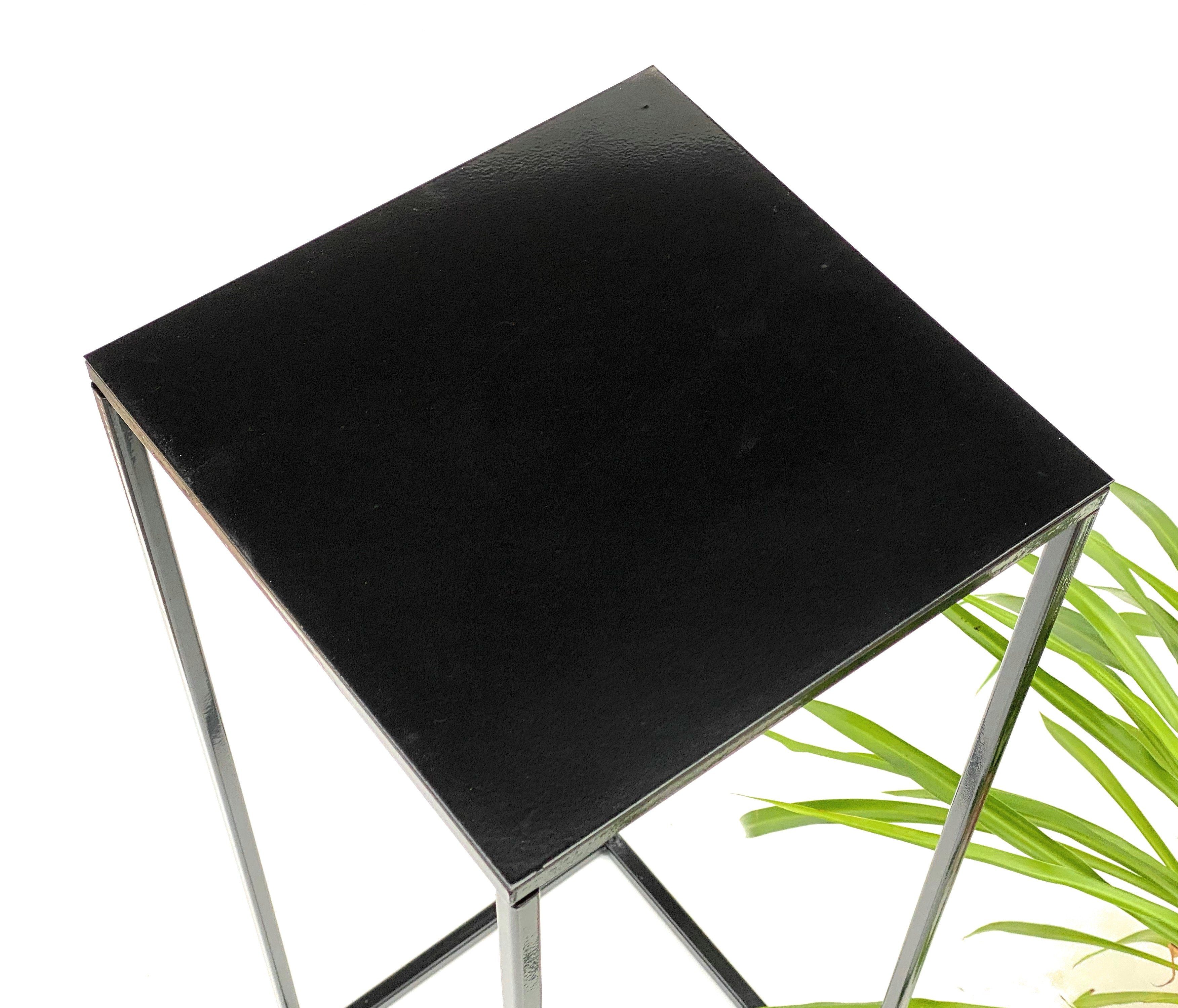 DanDiBo Blumenhocker Metall Schwarz Eckig Blumenständer Beistelltisch 434 Modern, Blumensäule Pflanzenständer Pflanzenhocker
