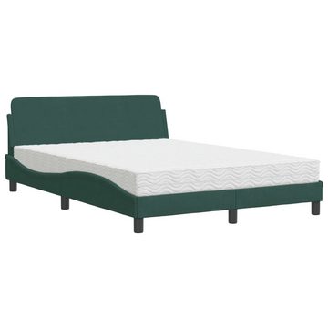 vidaXL Bett Bett mit Matratze Dunkelgrün 140x200 cm Samt