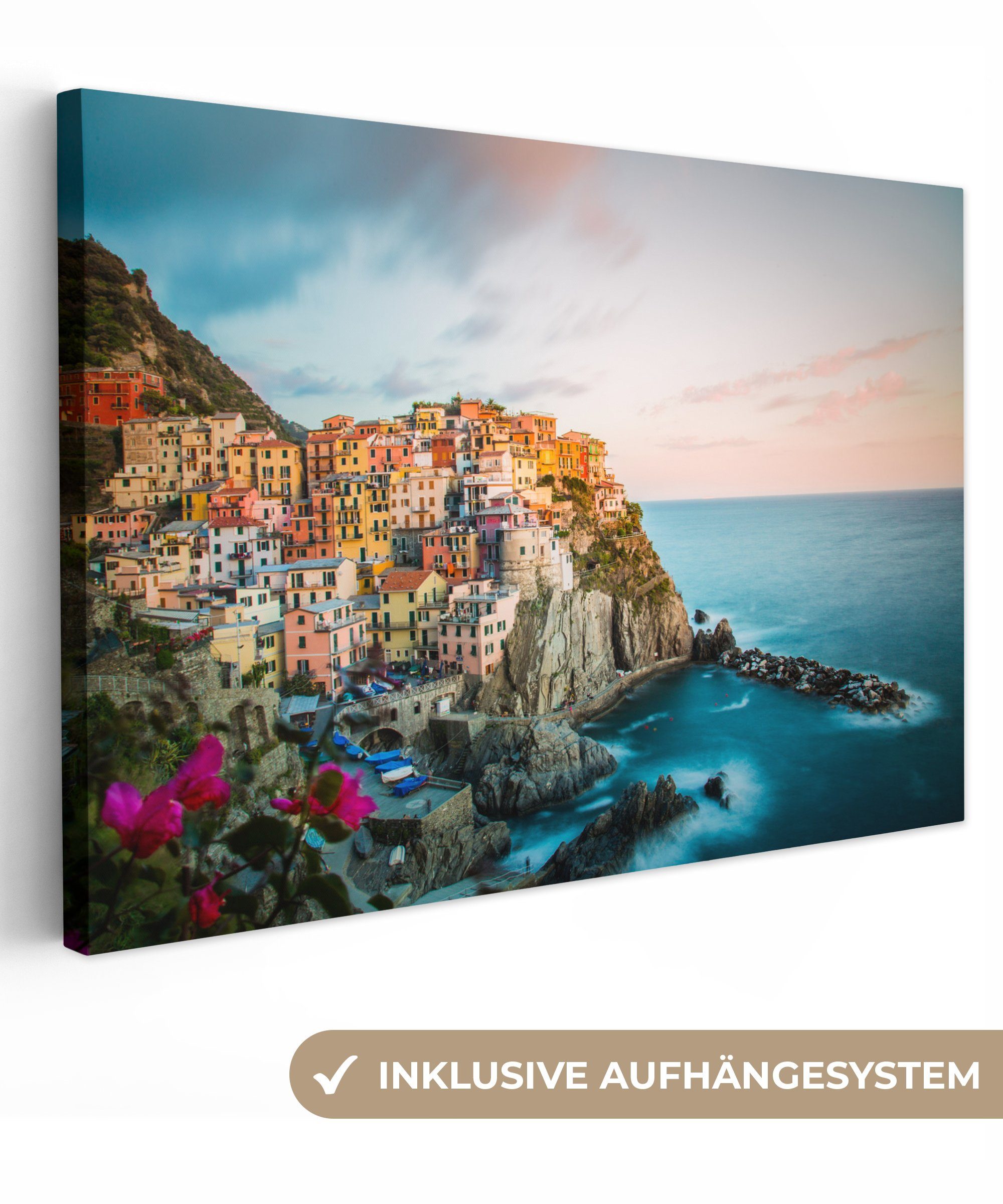 OneMillionCanvasses® Leinwandbild Italien - Felsen - Monterosso, (1 St), Wandbild Leinwandbilder, Aufhängefertig, Wanddeko, 30x20 cm