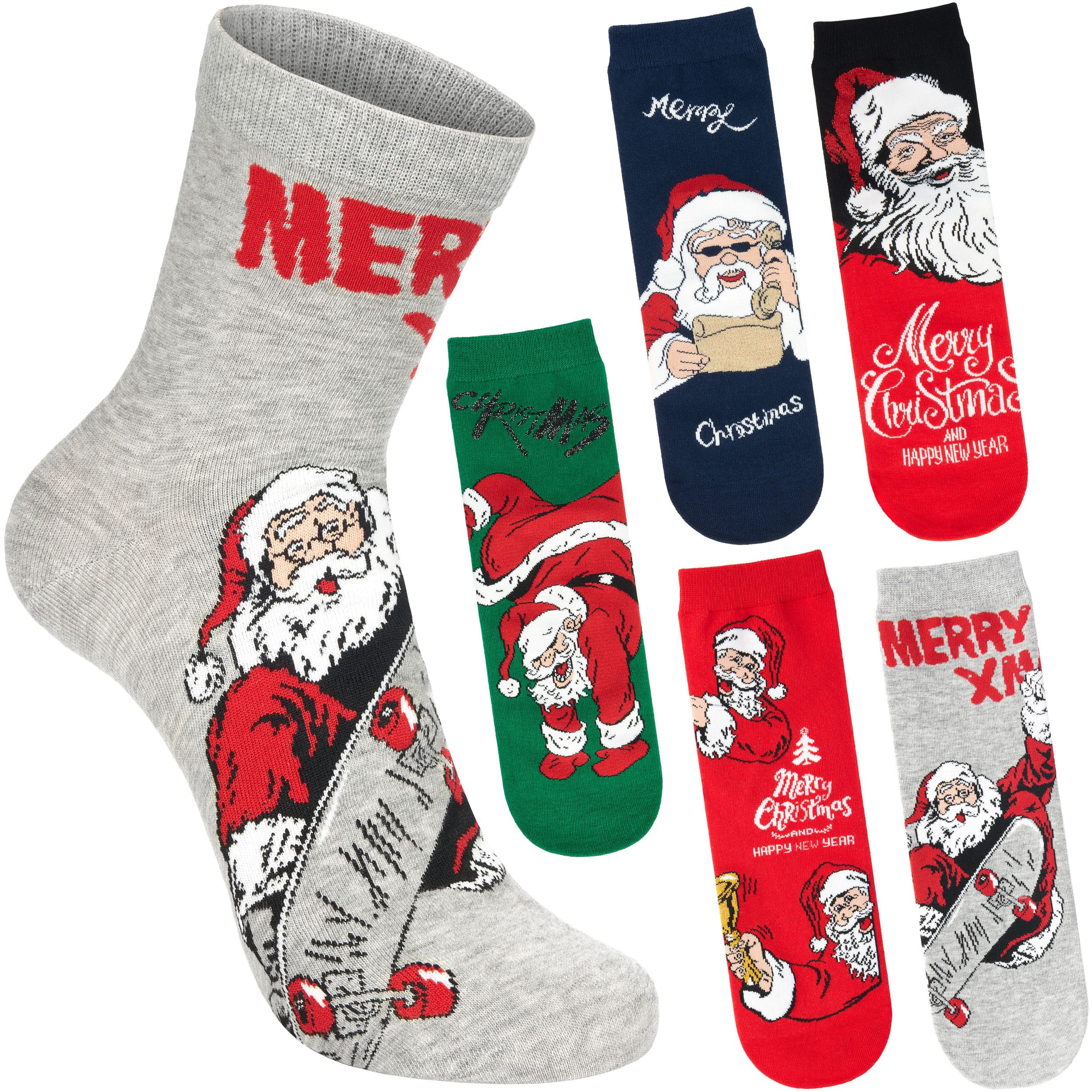 BRUBAKER Socken Herren Weihnachtssocken - Weihnachtsmann Skateboarder & Bre günstig online kaufen