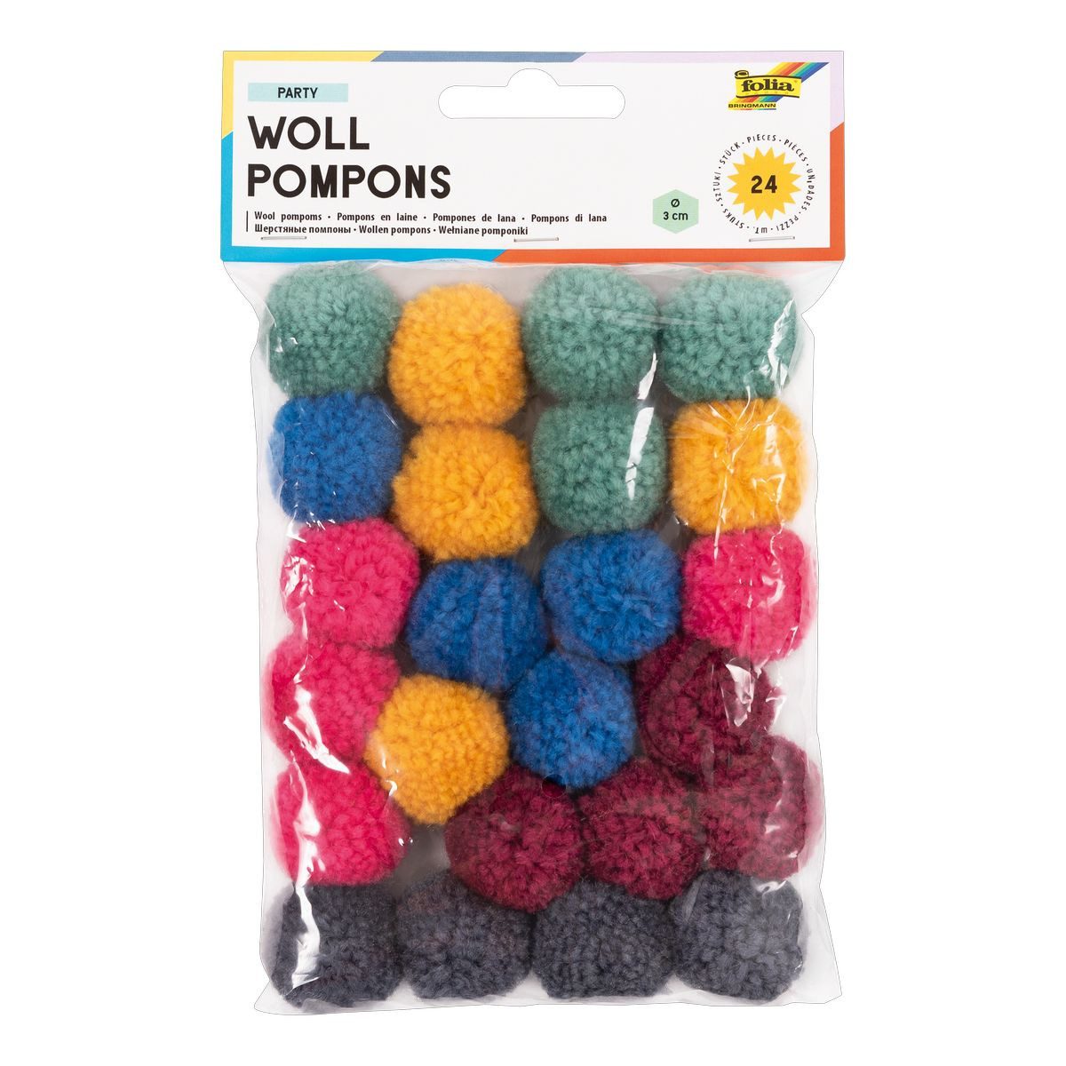 Pompon folia Pompons Party aus Wolle Ø3cm 24 Stück