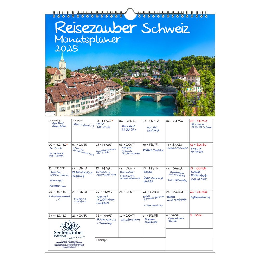 Seelenzauber Wandkalender Reisezauber Schweiz Wand- Planer Kalender für 