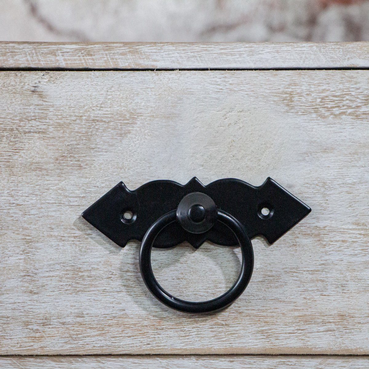 Möbelbeschlag Schubladengriff, Schwarz, pulverbeschichtet, mit Ring, Möbelgriffe