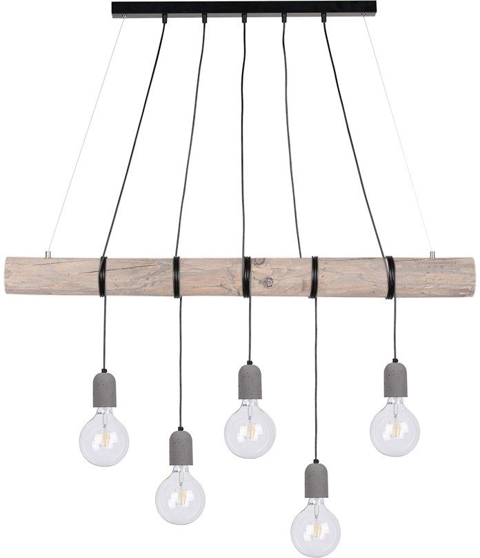 SPOT Light Pendelleuchte TRABO CONCRETE, Leuchtmittel wechselbar, Hängeleuchte, Holzbalken aus massivem Kiefernholz Ø 8-12 cm | Pendelleuchten