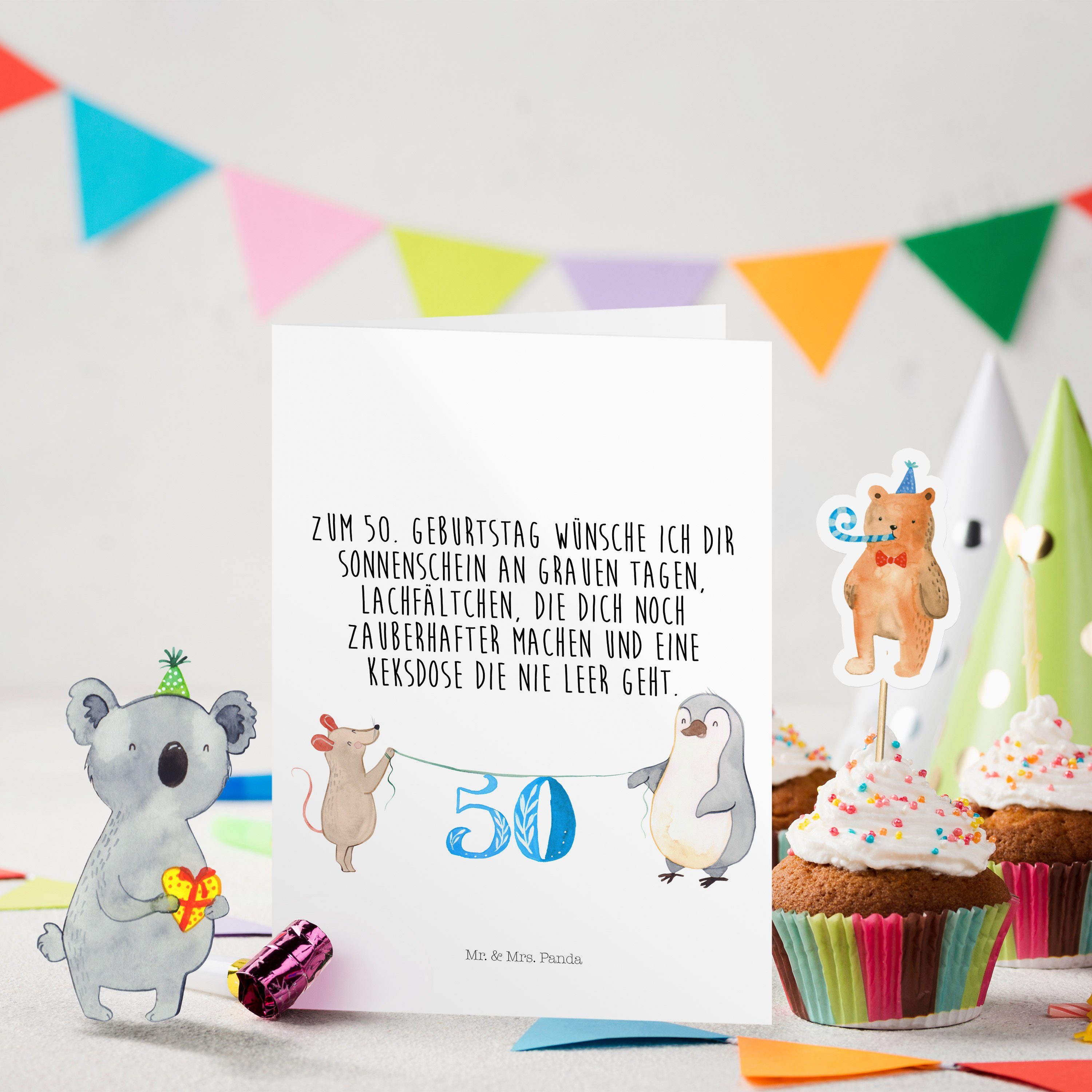 50. Pinguin - Mr. Weiß Geburtstagskarten Panda Maus - Geschenk, Mrs. Torte, Geburtstagsgesc & Geburtstag
