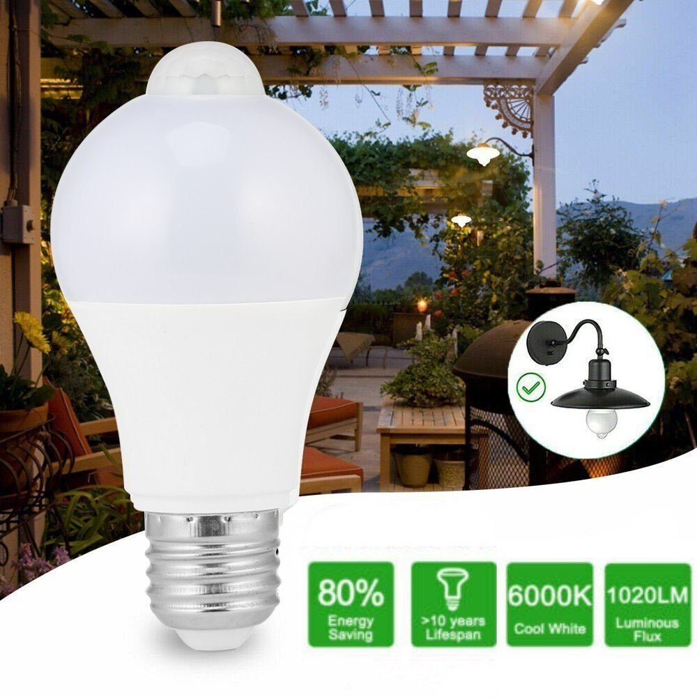 4x E27 LED Glühbirnen Mit Bewegungsmelder – 12W, Warmweiß 3000K, Für Flur & Garage