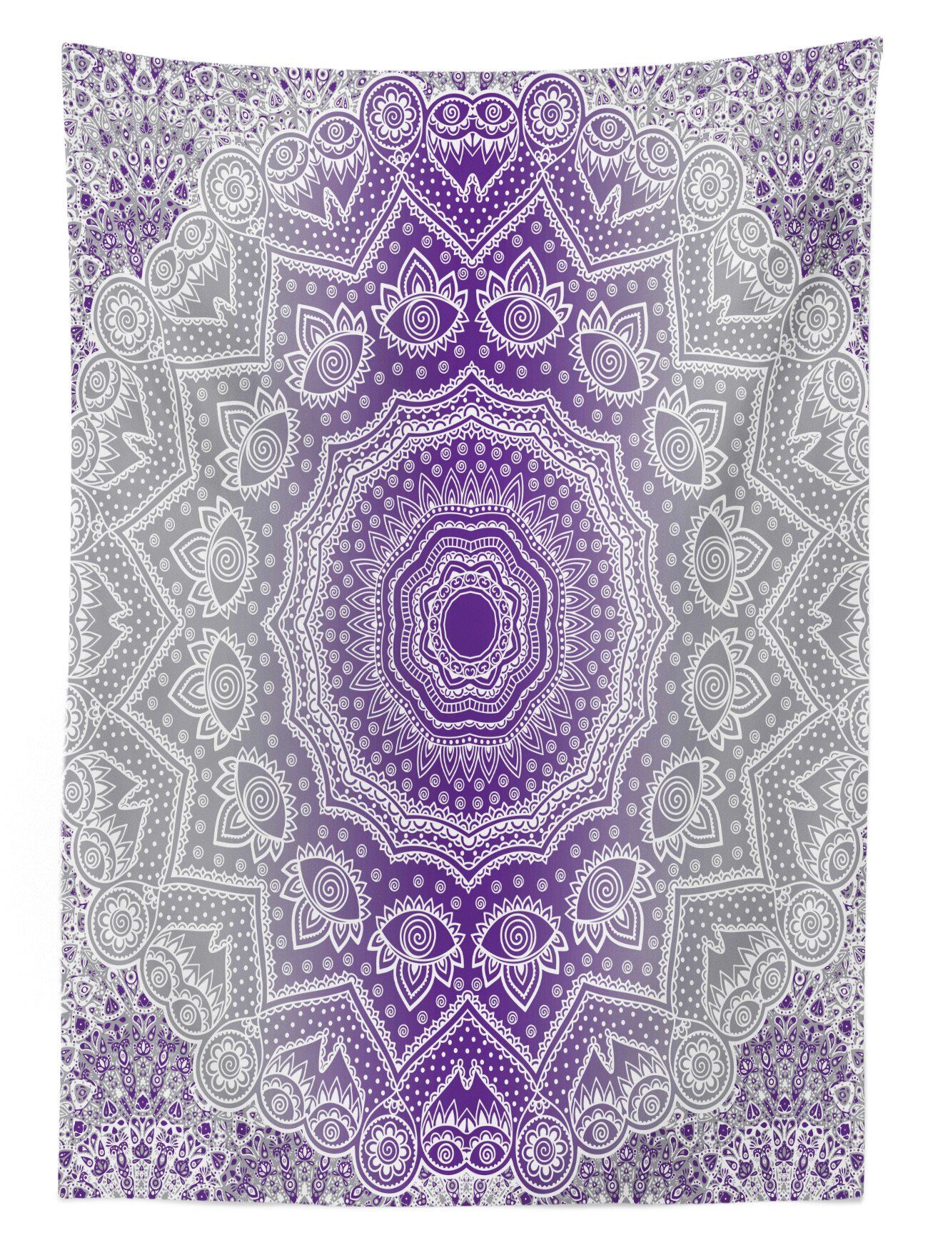 Farbfest Abakuhaus Tischdecke geeignet Für den Hippie Außen Waschbar Klare Bereich Grau Lila Mandala und Farben,