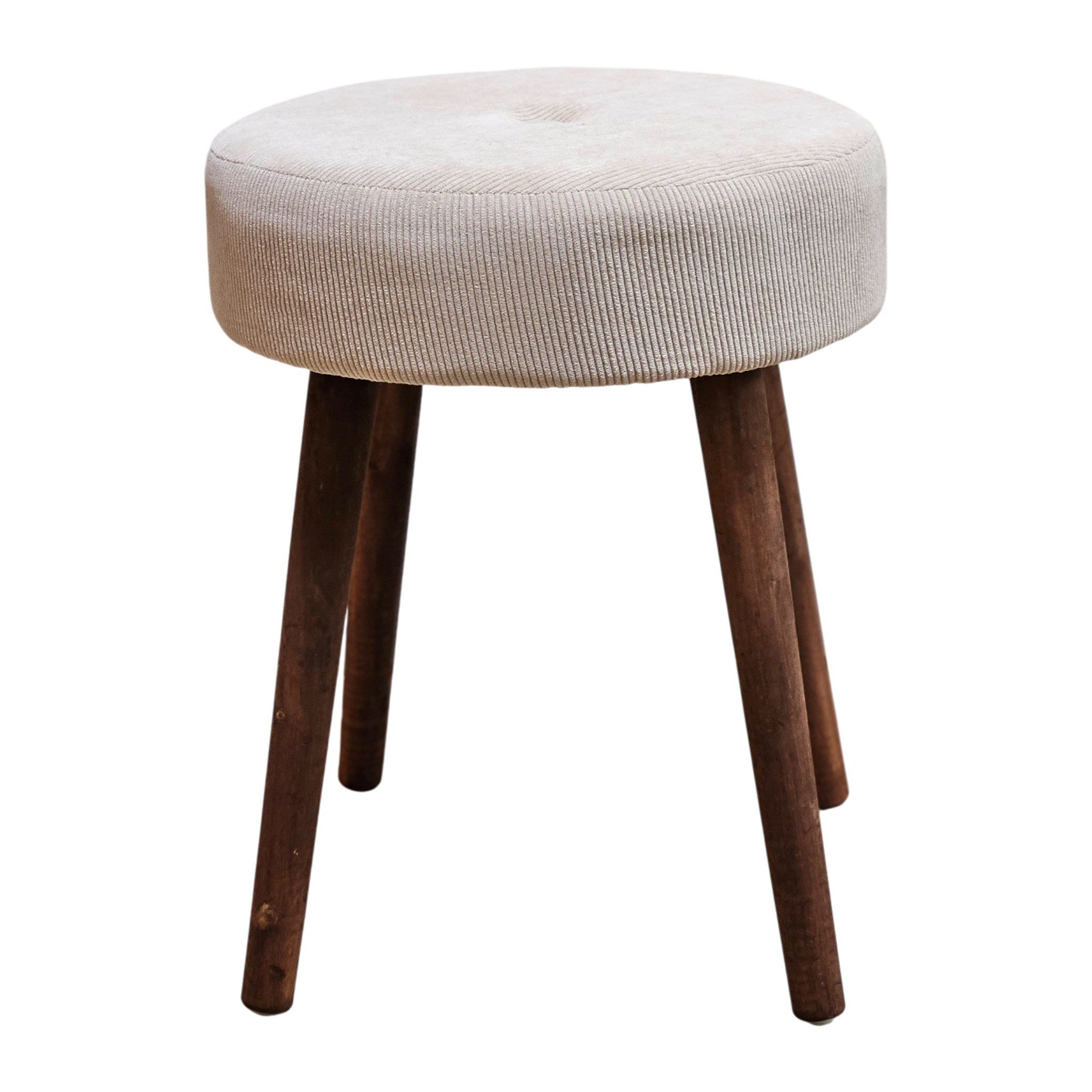 Meinposten Polsterhocker Hocker Fußhocker Cord Holzbeine Sitzhocker rund be günstig online kaufen