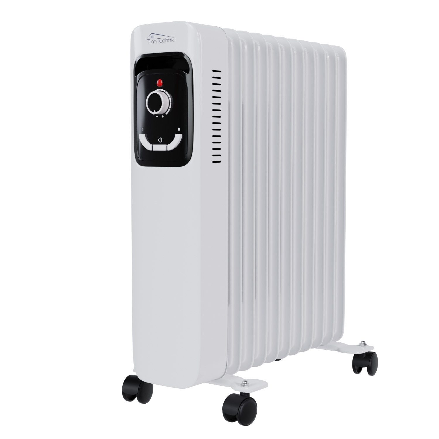 TroniTechnik Heizgerät Ölradiator in weiß, mobile Elektroheizung 11 Rippen, 2500Watt, 2500 W, energiesparend, Elektroheizung, 2500 Watt, 3 Stufen