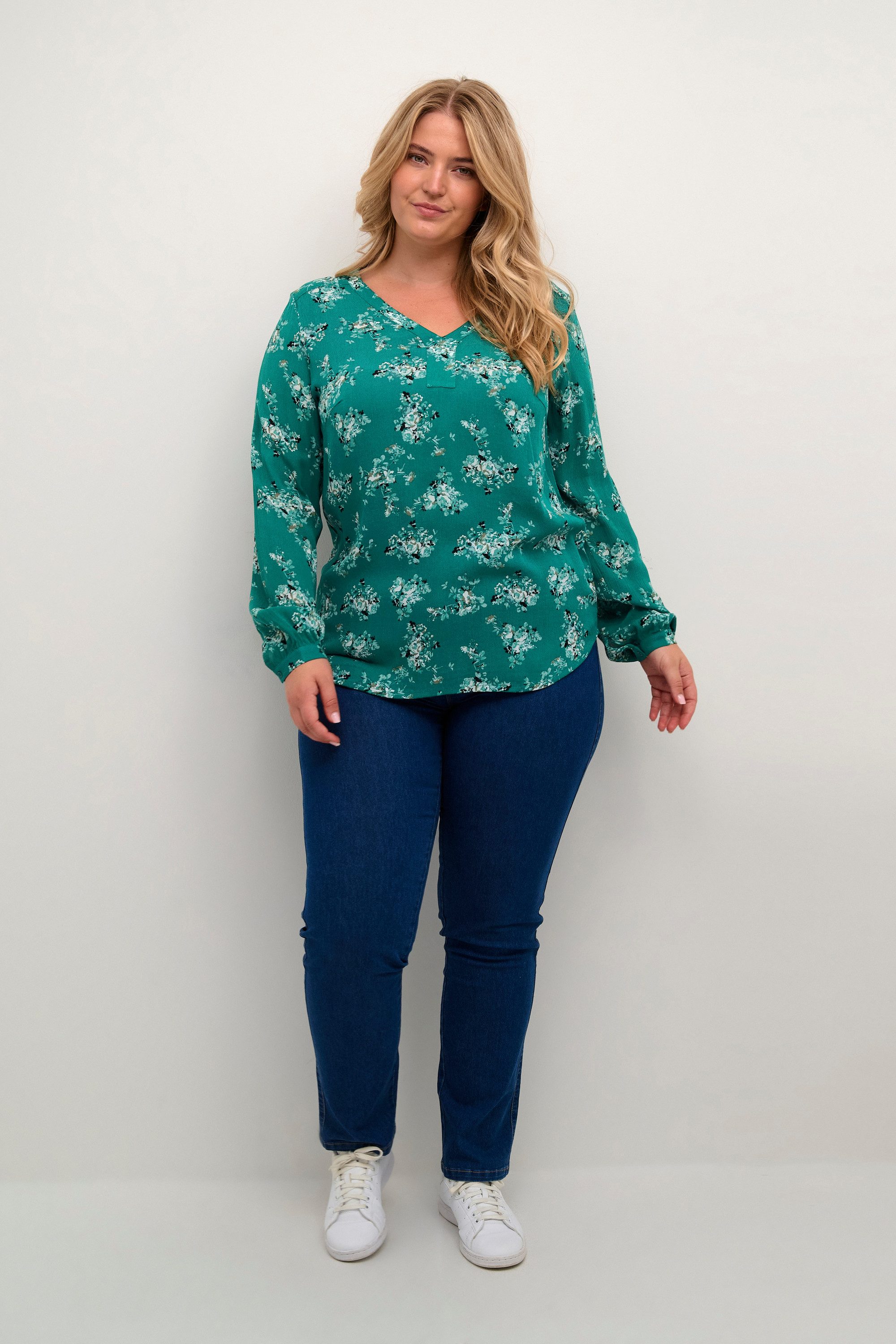 KAFFE Curve Langarmbluse Langarm-Bluse KCami Große Größen