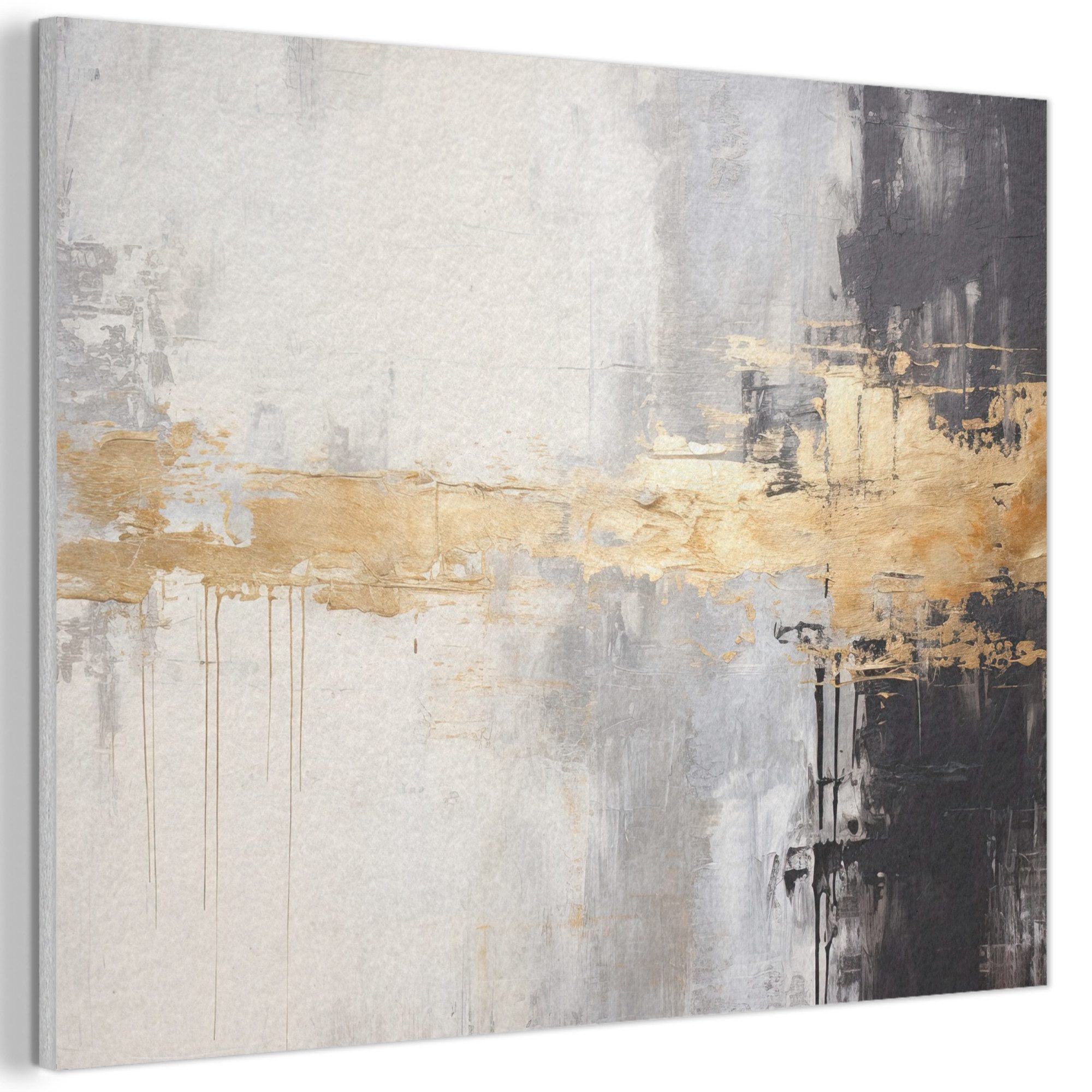 MuchoWow Gemälde Gold - Luxus - Acryl - Kunst, Fotodruck (1 St), Akustikpaneele PET-Filz, Akustikbild, Schalldämmung, Deko 40x30 cm