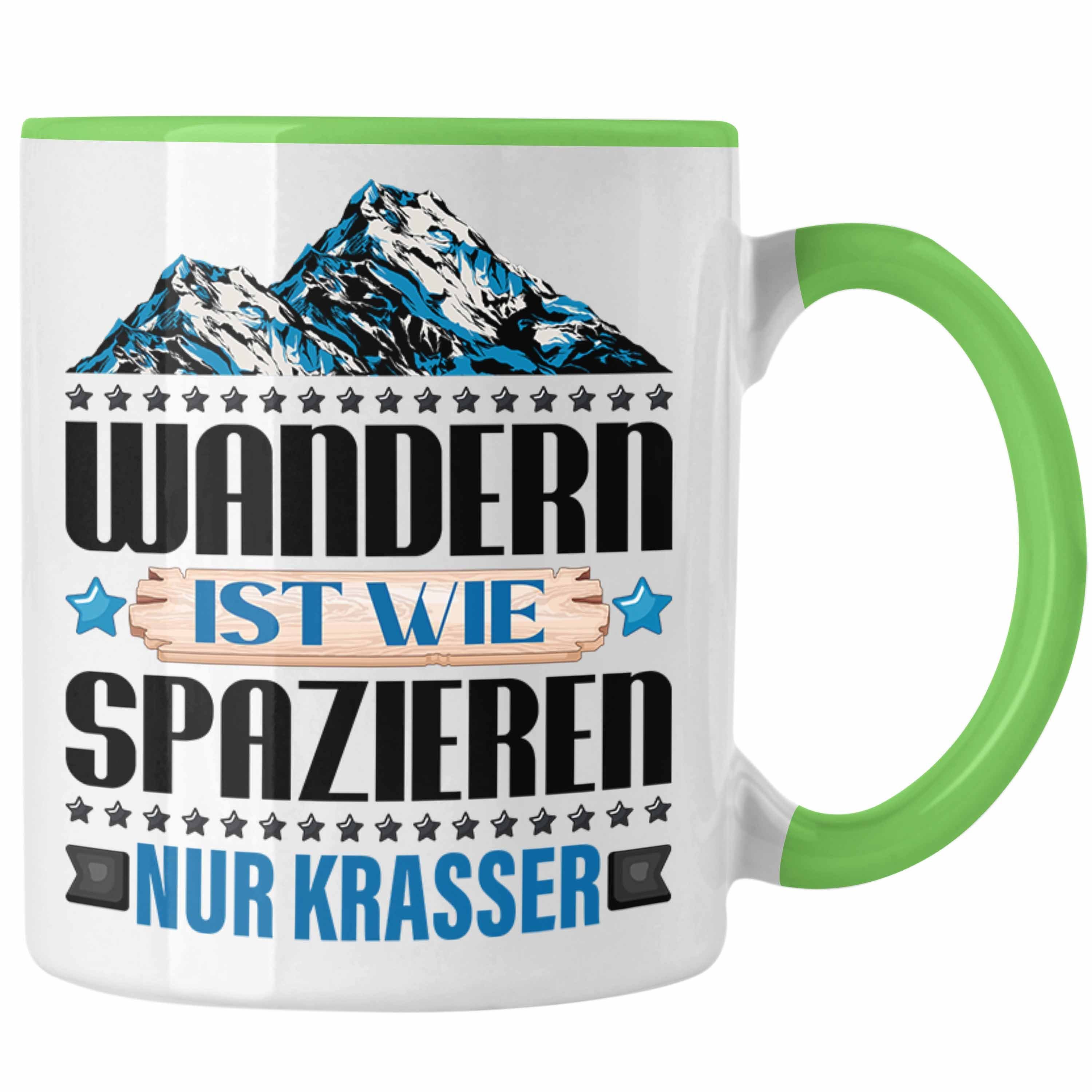 Trendation Tasse Wandern Tasse Geschenk Spruch Wanderer Wandern Ist Wie Spazieren Nur K Grün | Teetassen