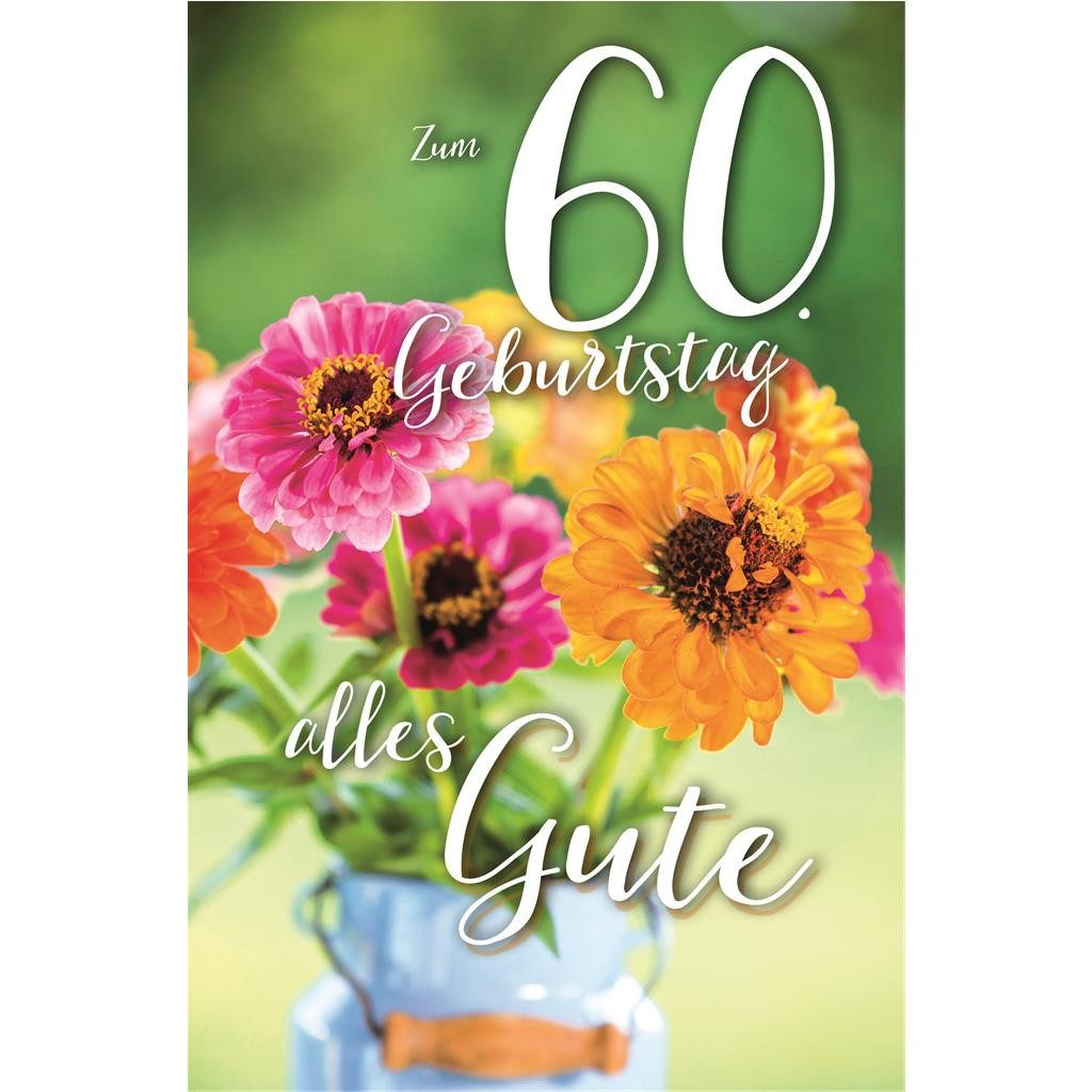 Grußkarten 60. Geburtstag - Karte mit Umschlag - Blumen